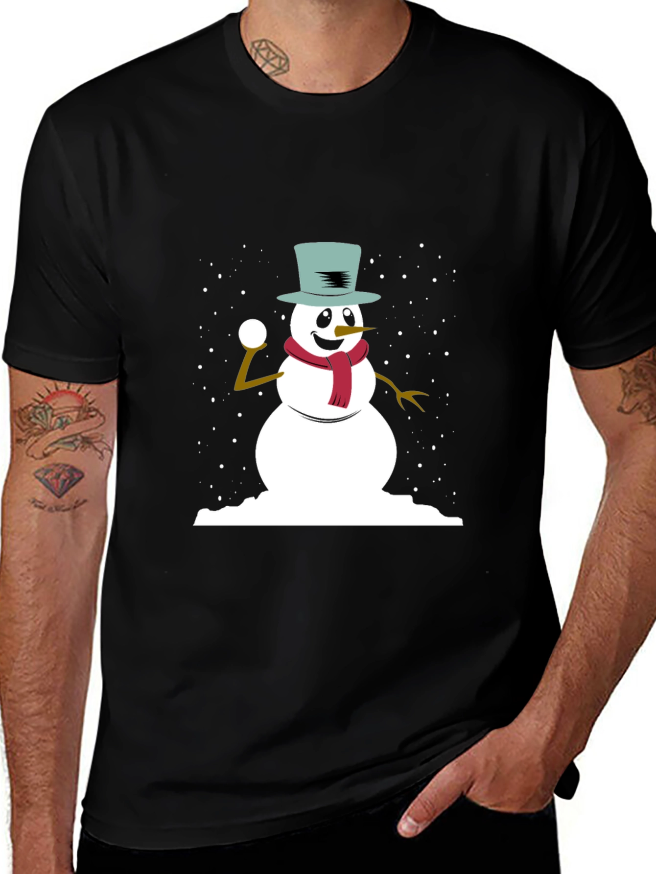 Variant 7 of Snowman Throwing Snowball Graphic Tee