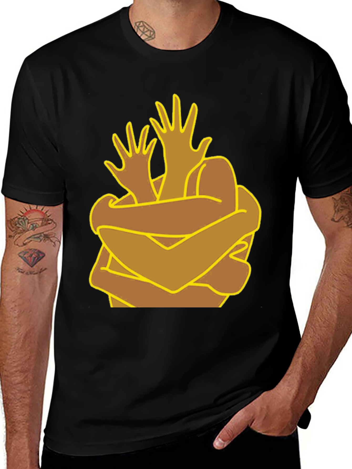 Variant 28 of Hugging Hands Graphic Black T-Shirt