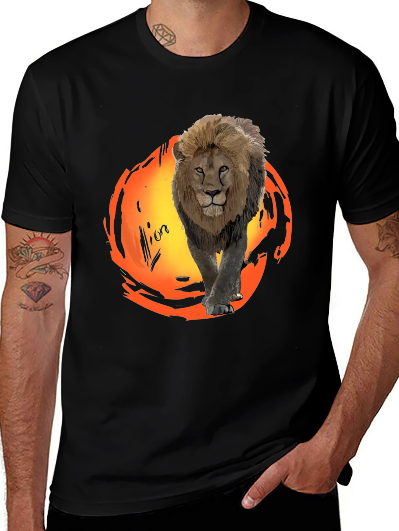 Variant 6 of Lion Graphic Black T-Shirt - Unique Design
