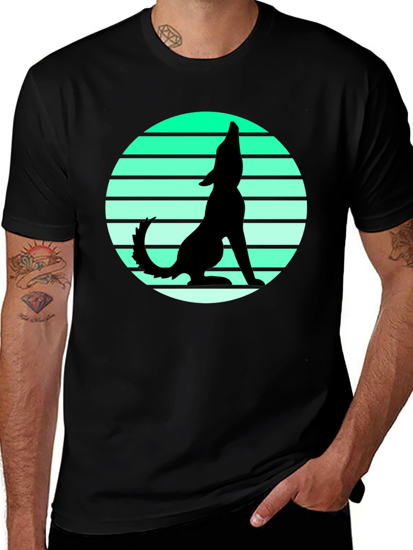 Variant 30 of Wolf Silhouette Graphic Tee - Black T-Shirt