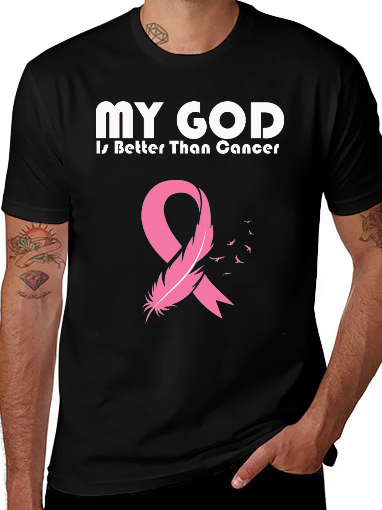 Variant 8 of My God is Better Than Cancer Awareness T-Shirt