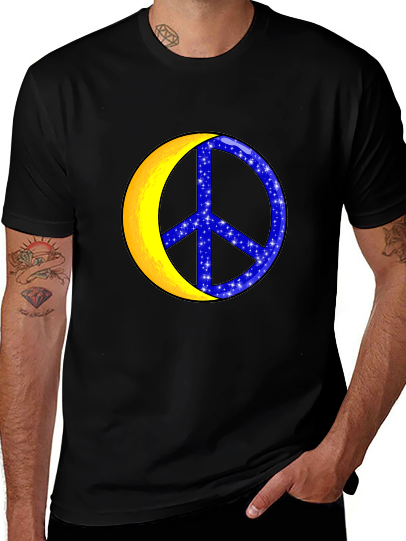 Variant 5 of Peace Sign Crescent Moon Graphic Tee