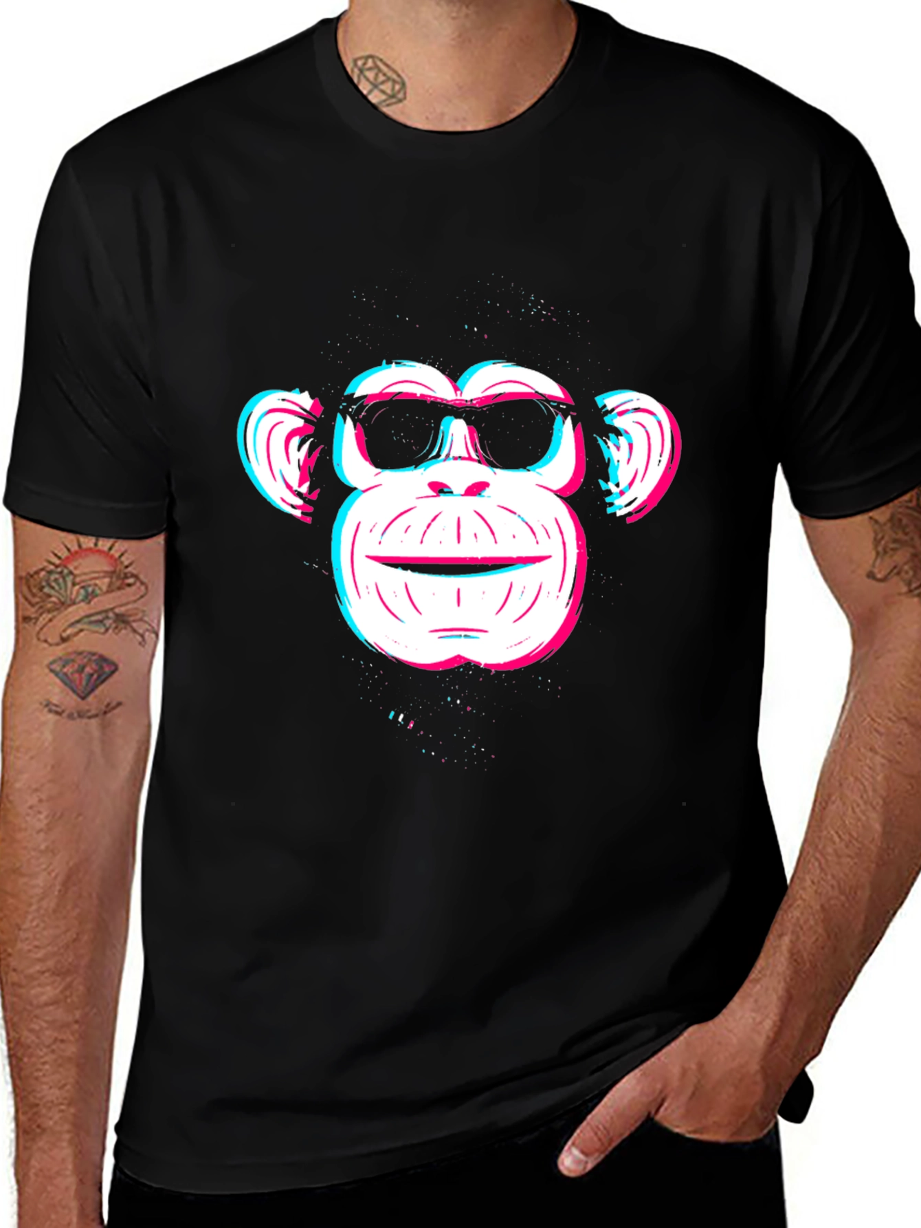 Variant 2 of Cool Monkey Graphic Tee - Black Cotton Blend