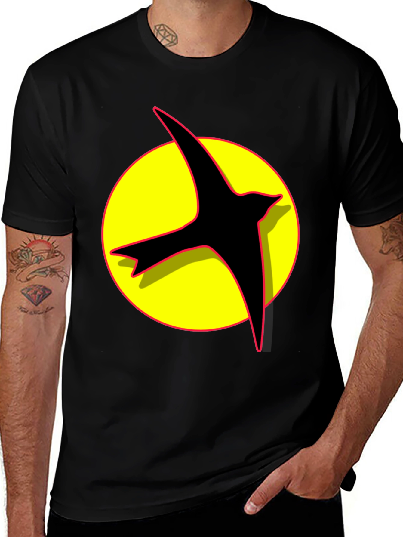 Variant 13 of Retro Bird Graphic Tee - Black Cotton Blend Shirt