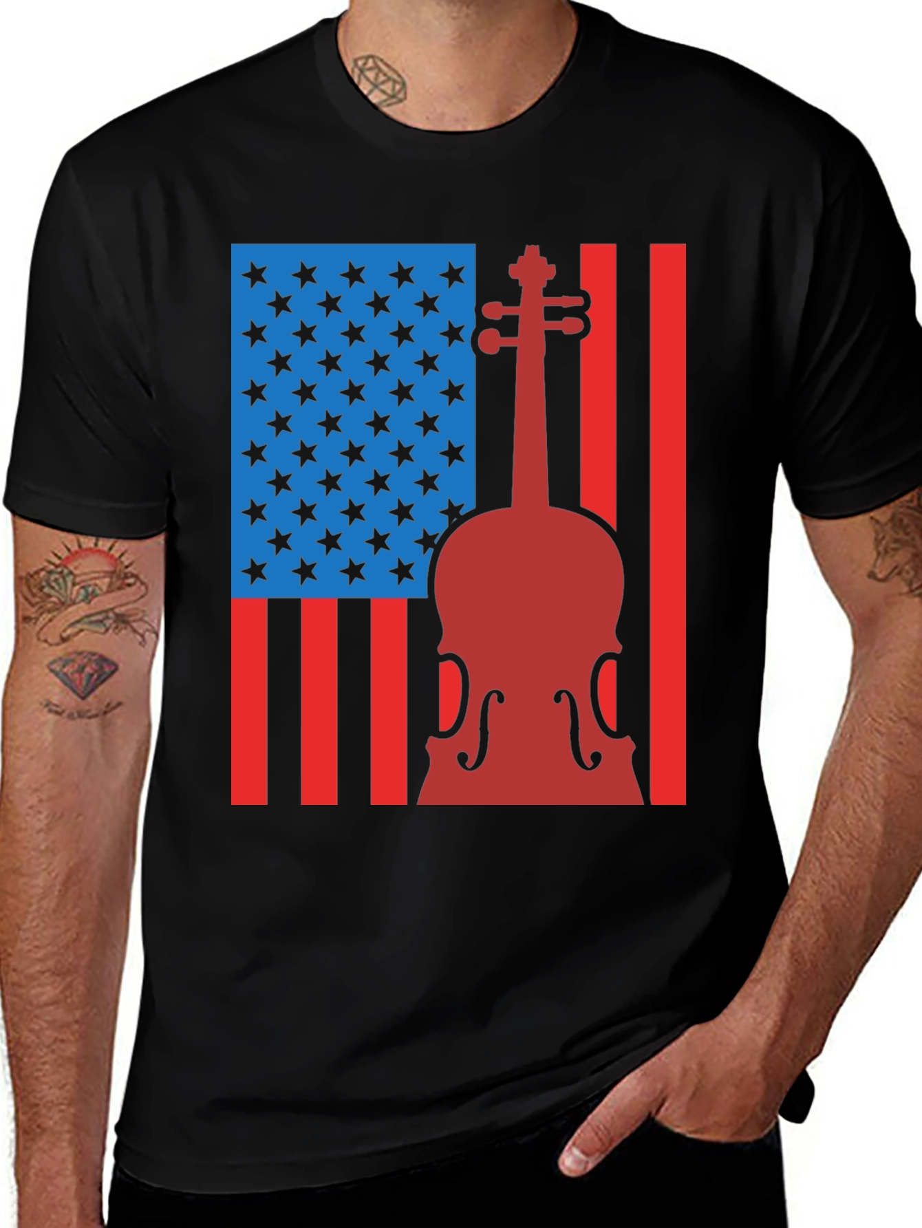 Variant 8 of American Flag Violin T-Shirt