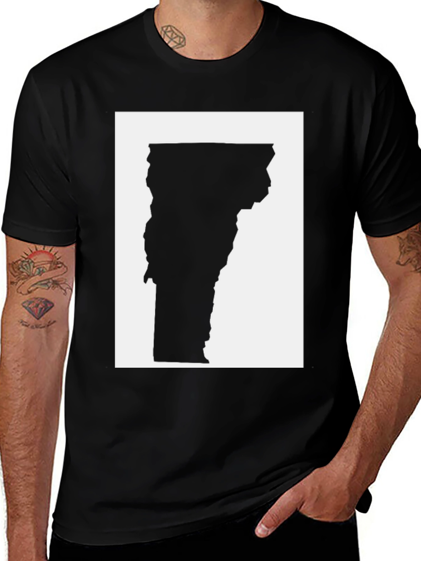 Variant 8 of Vermont State Map T-Shirt - Black
