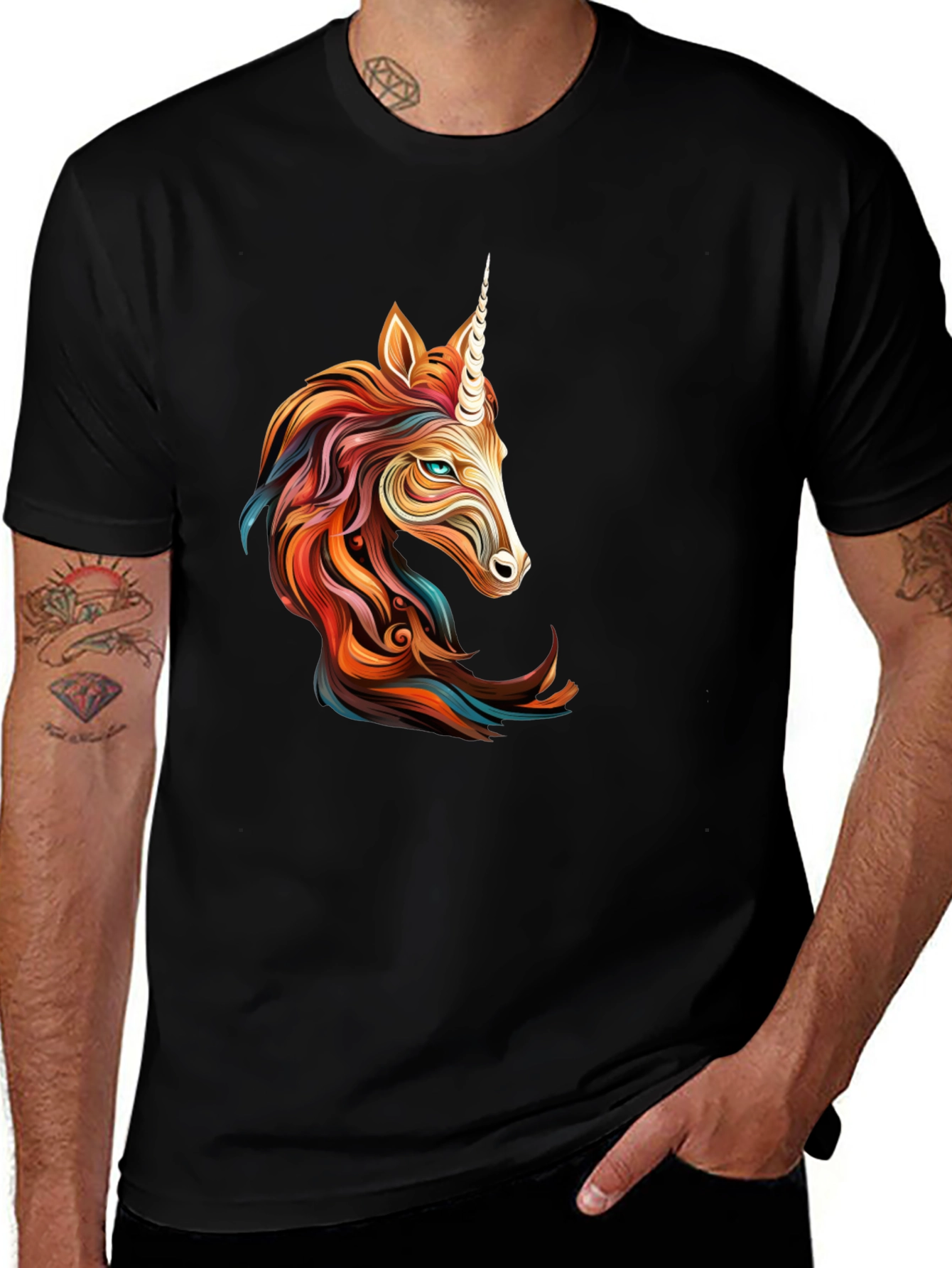 Variant 10 of Unicorn Graphic Black T-Shirt