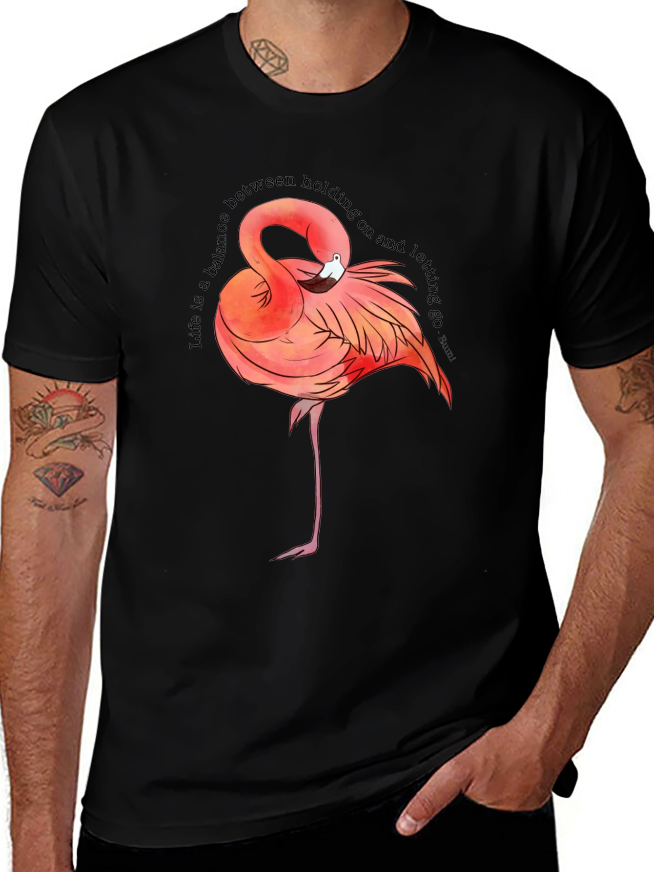 Variant 24 of Flamingo Graphic Tee - Balance Quote T-Shirt