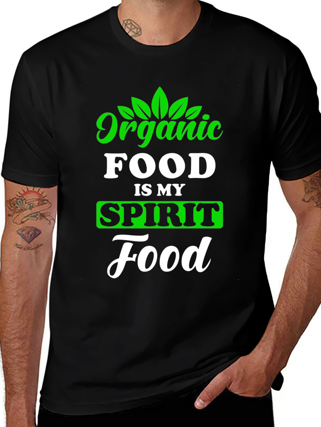 Organic Food Spirit Foodie Black Graphic T-Shirt