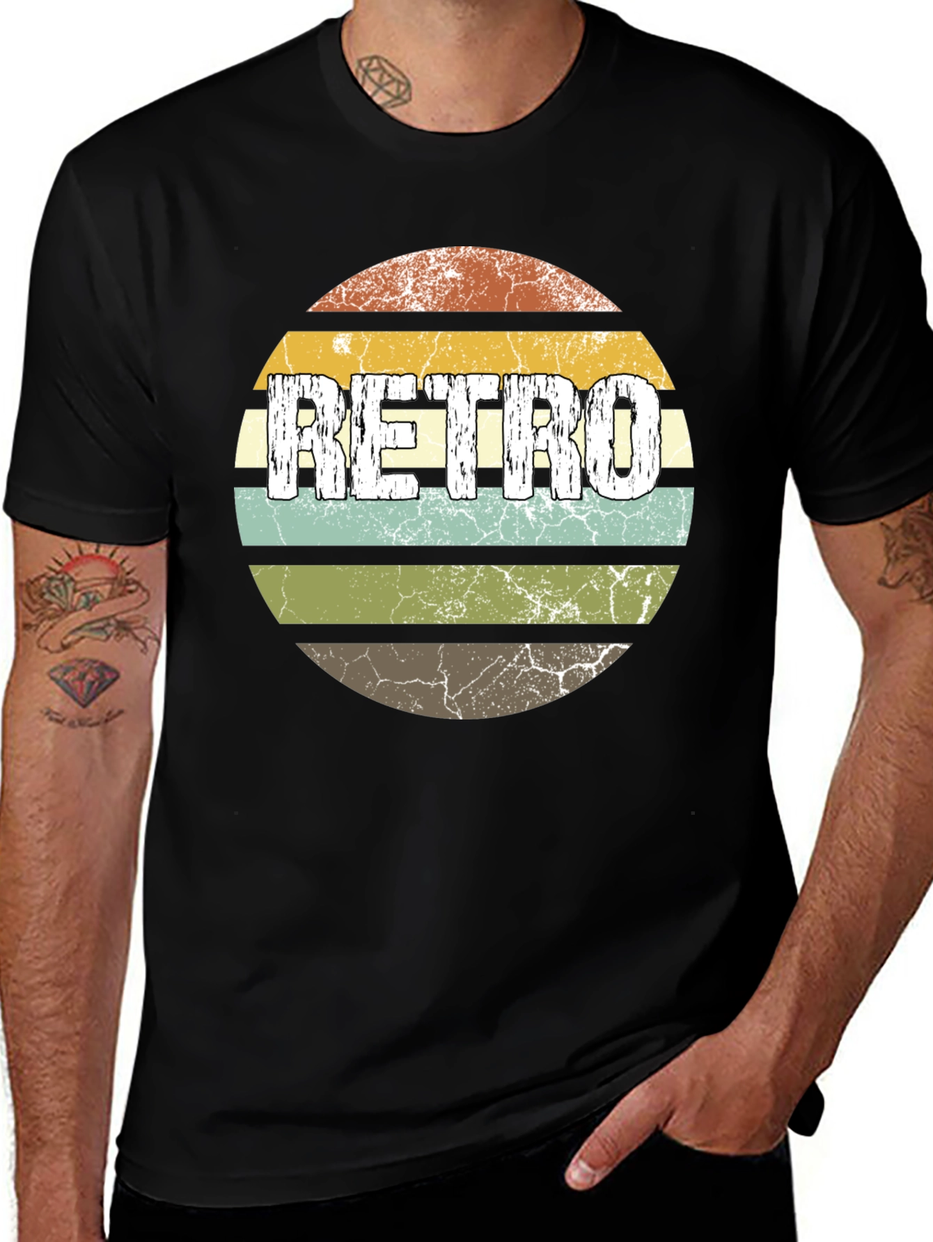 Vintage Retro T-Shirt - Distressed Circle Design
