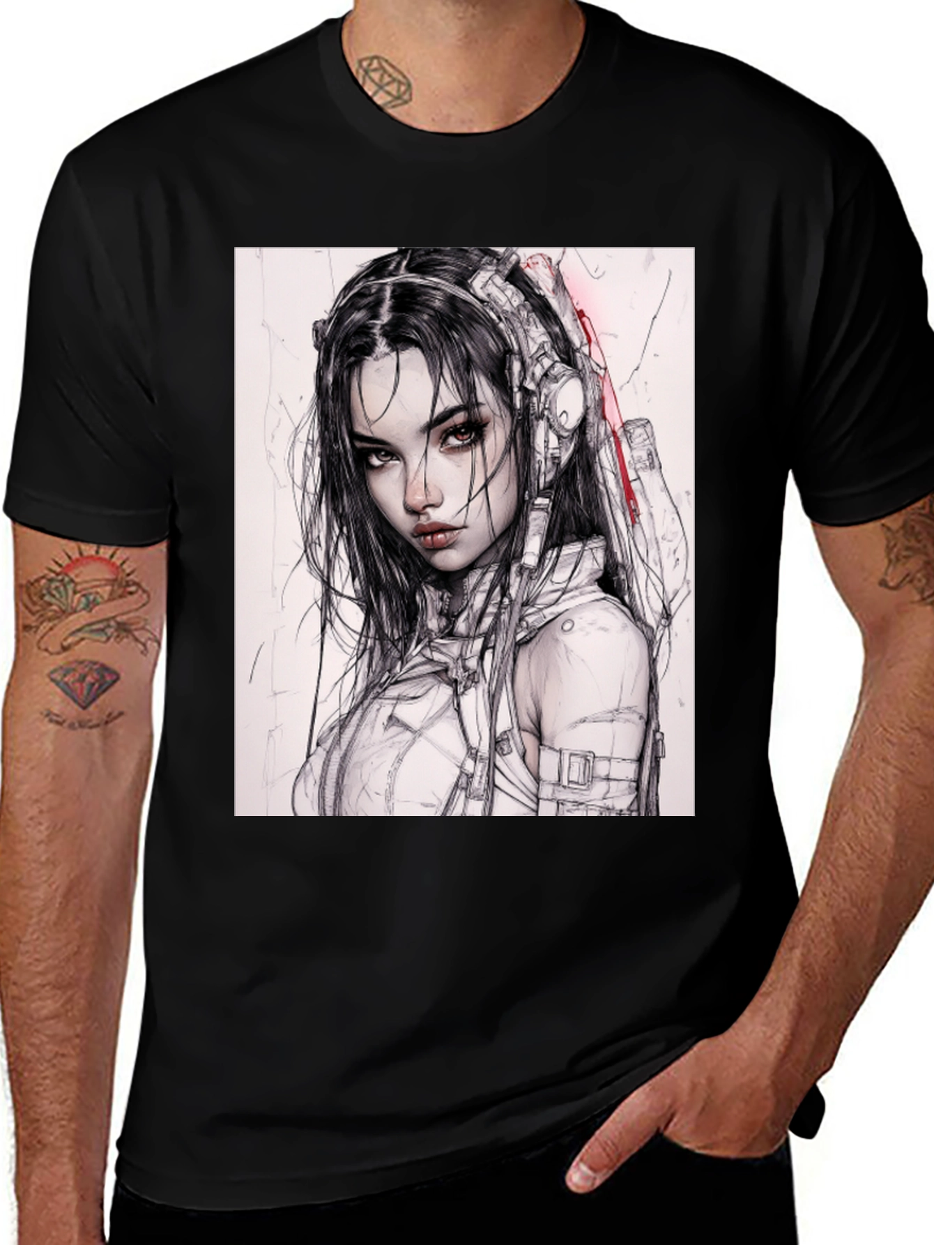 Variant 18 of Cyberpunk Girl Tee - Futuristic Fashion