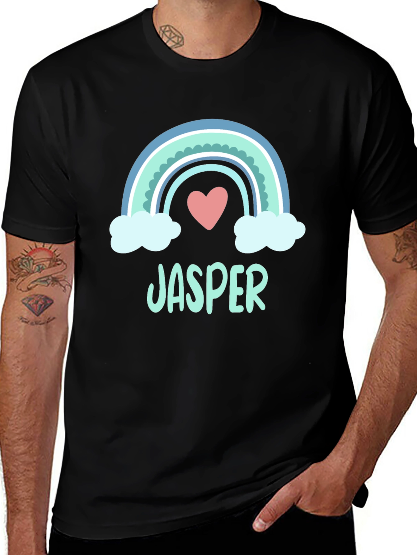 Variant 19 of Personalized Jasper Rainbow Heart T-Shirt