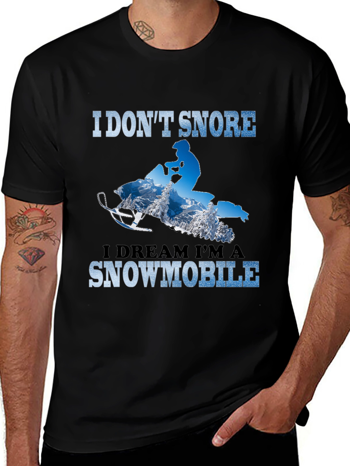 I Don't Snore Snowmobile Black T-Shirt