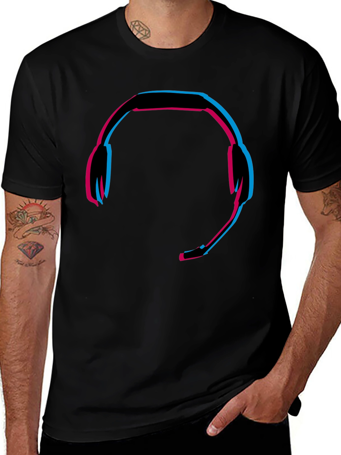 Variant 25 of Headset Glitch Style Graphic Tee - Gamer T-Shirt