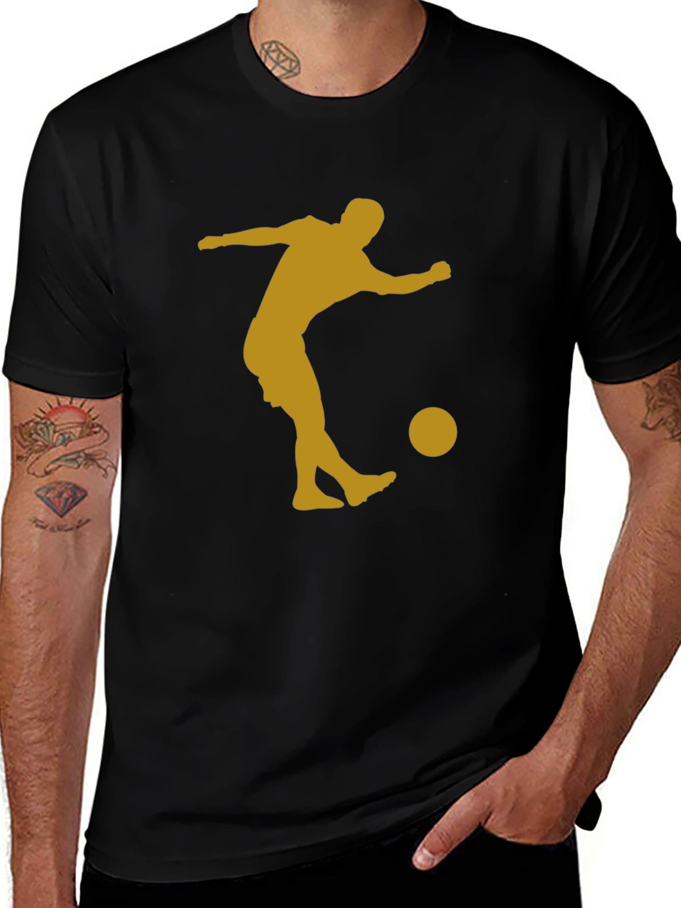 Variant 4 of Soccer Player Graphic Tee - Black Cotton T-Shirt