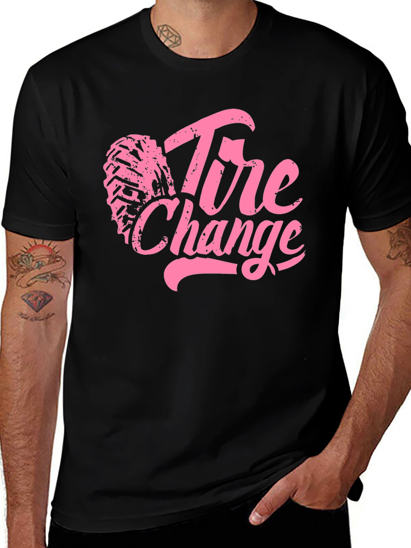 Tire Change Pink Graphic T-Shirt