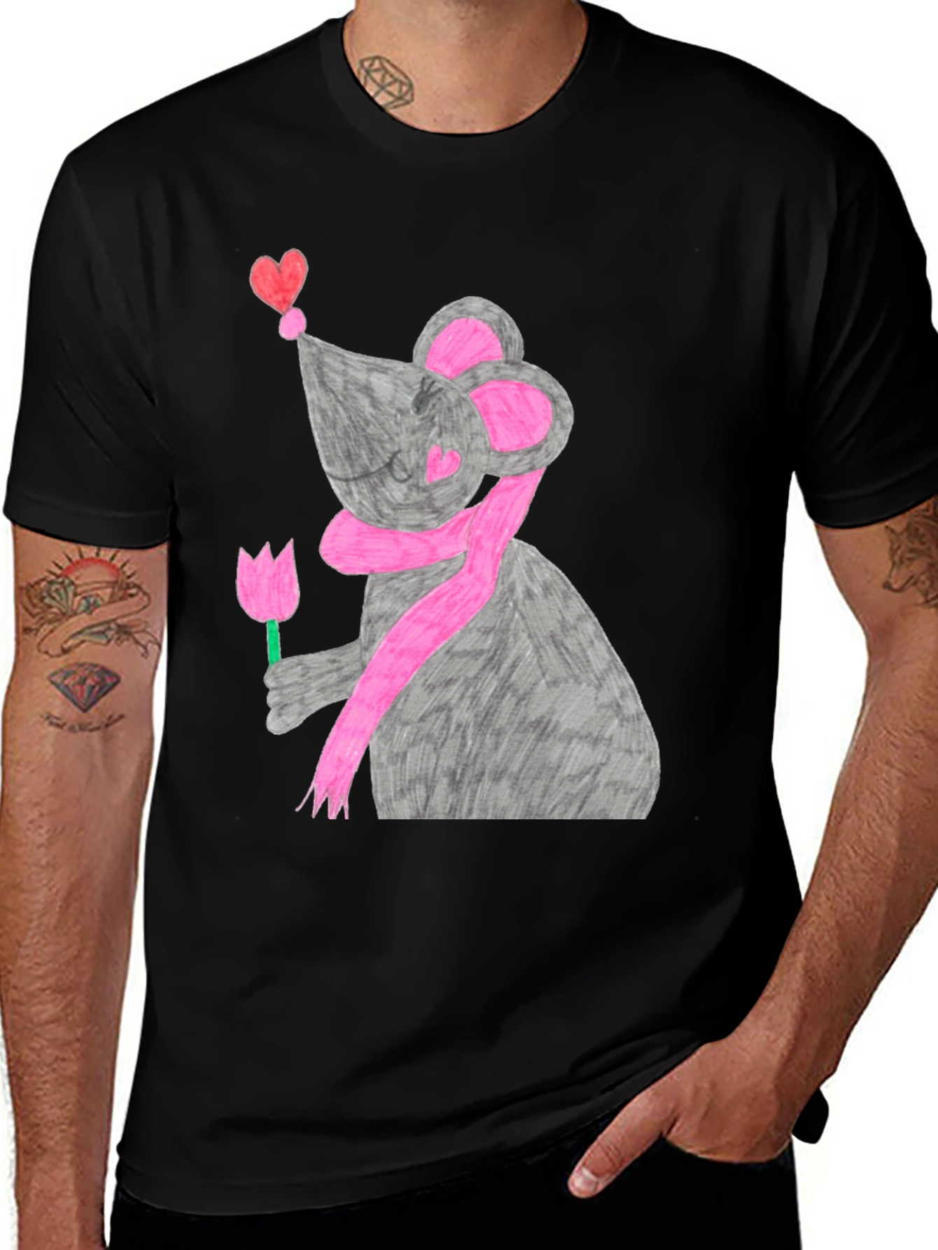 Variant 24 of Mouse with Heart & Flower Graphic Tee