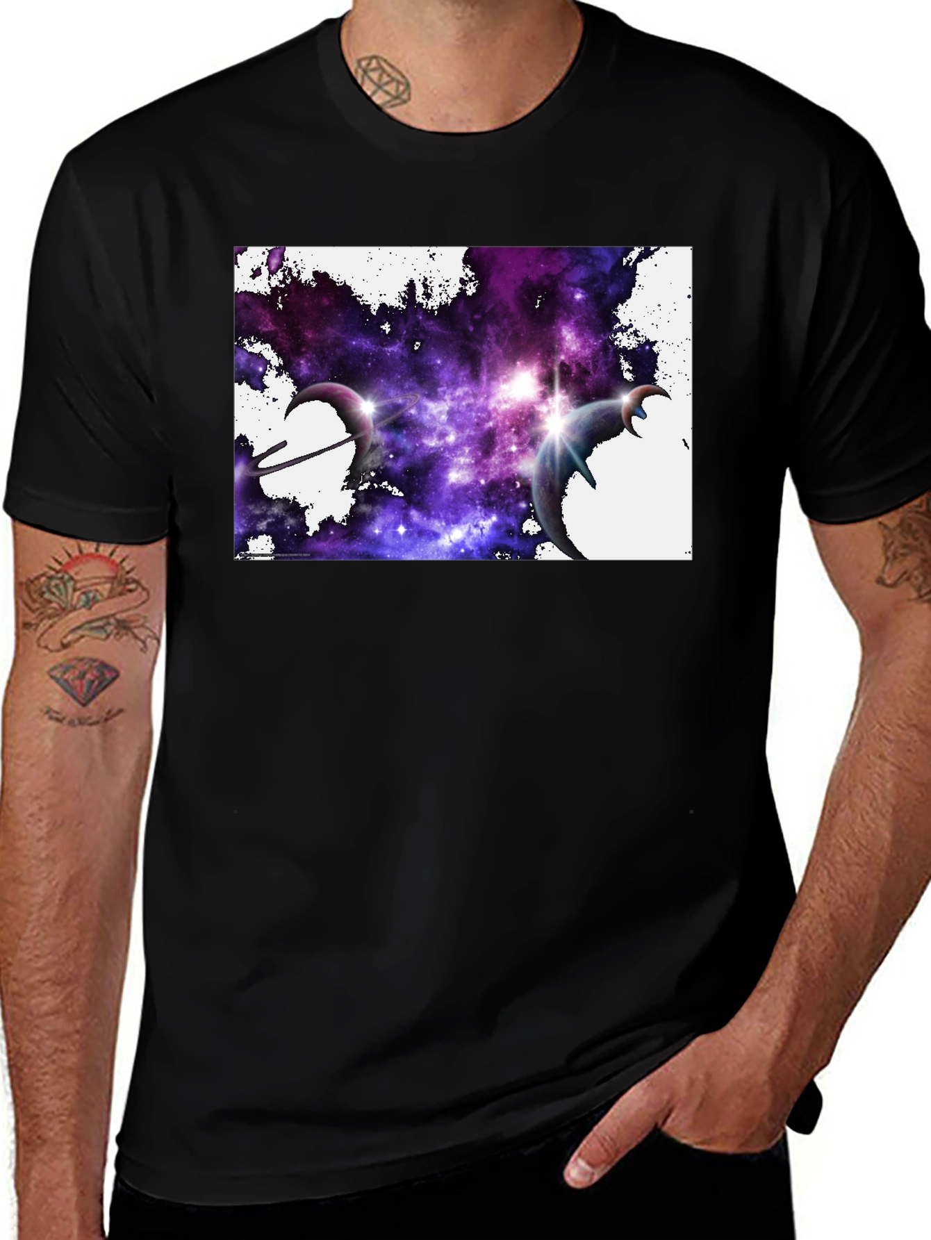Variant 7 of Galaxy Space Print Black T-Shirt