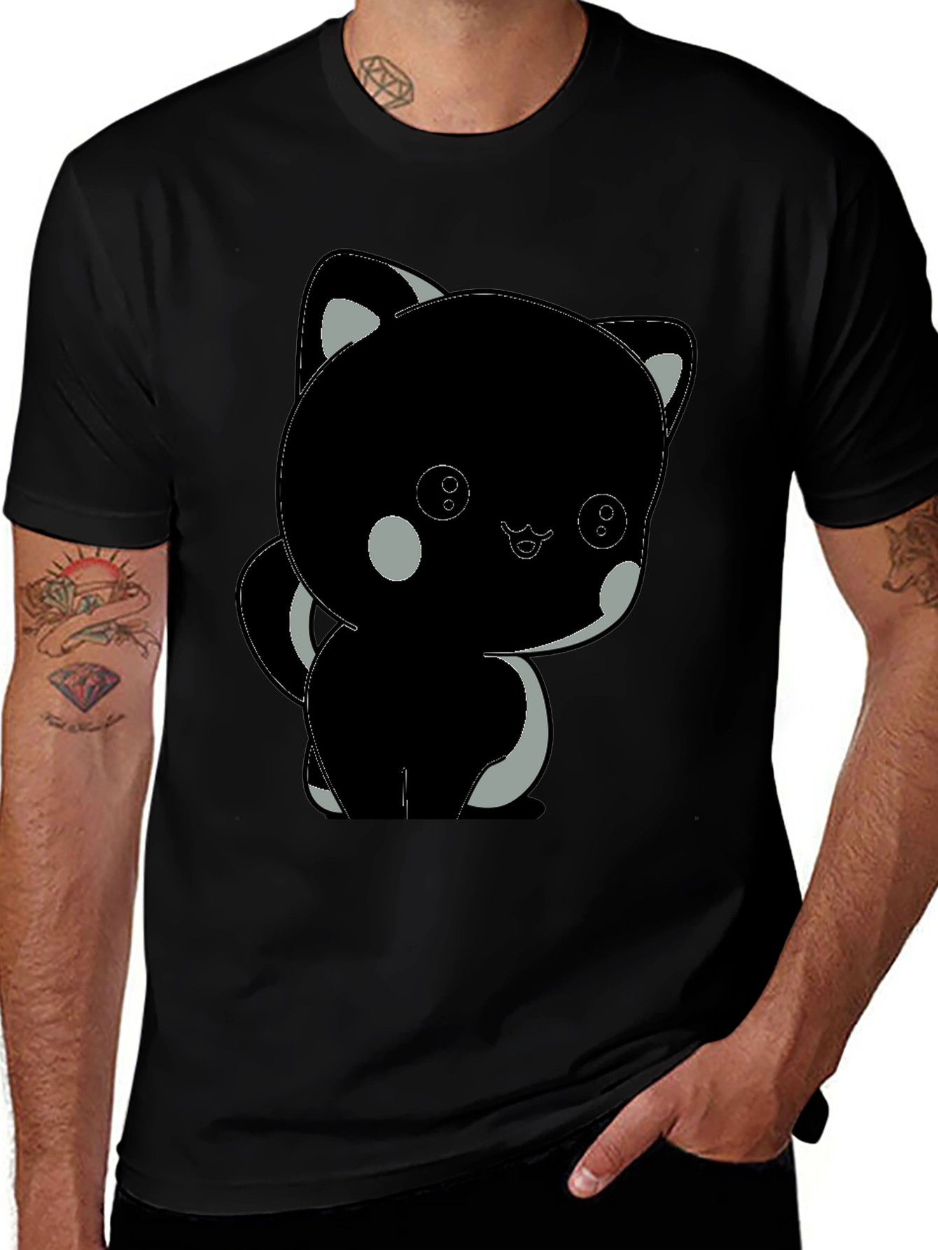 Variant 24 of Cute Black Cat Graphic T-Shirt