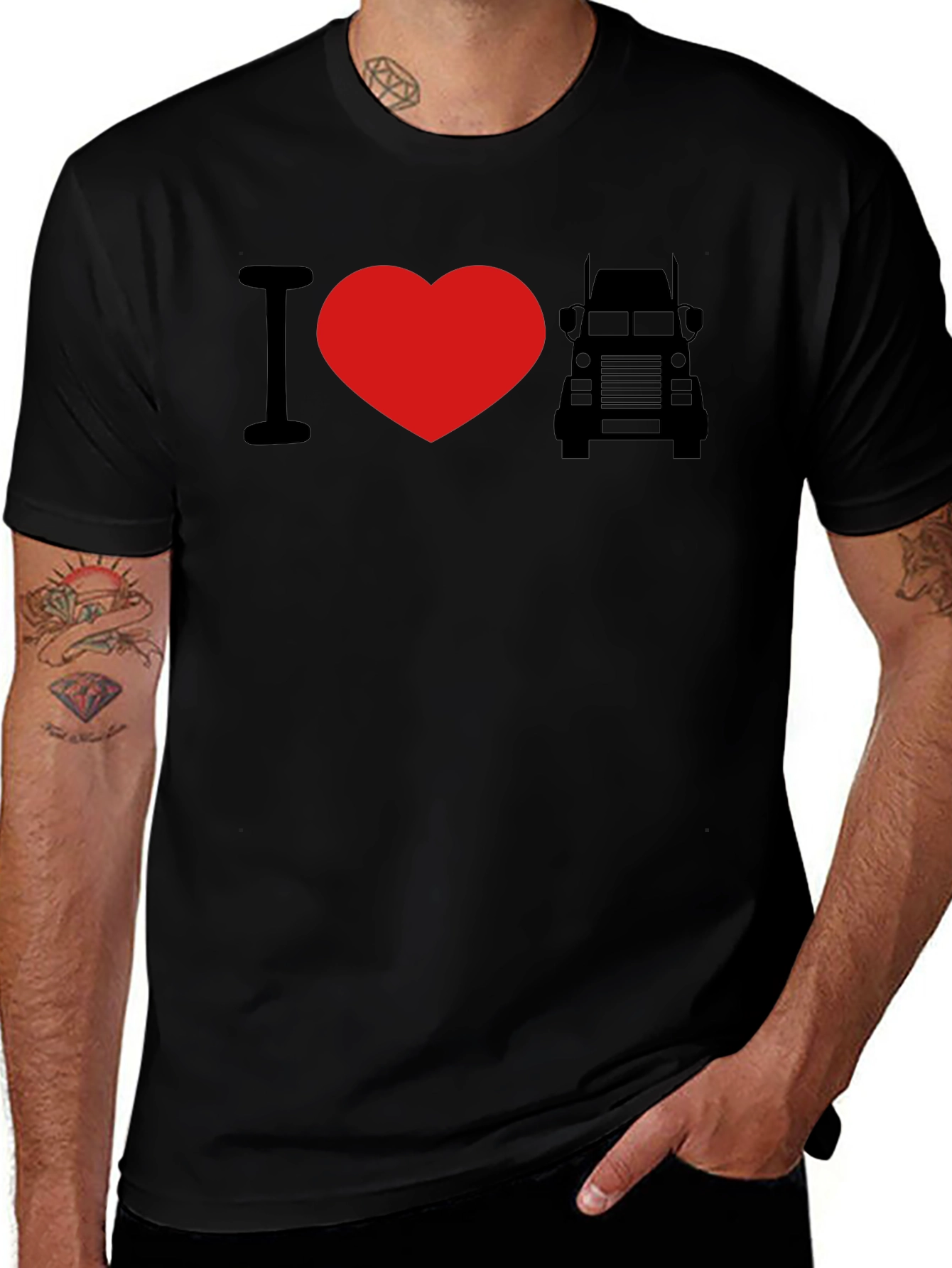 Variant 11 of I Love Trucks Graphic Tee - Black