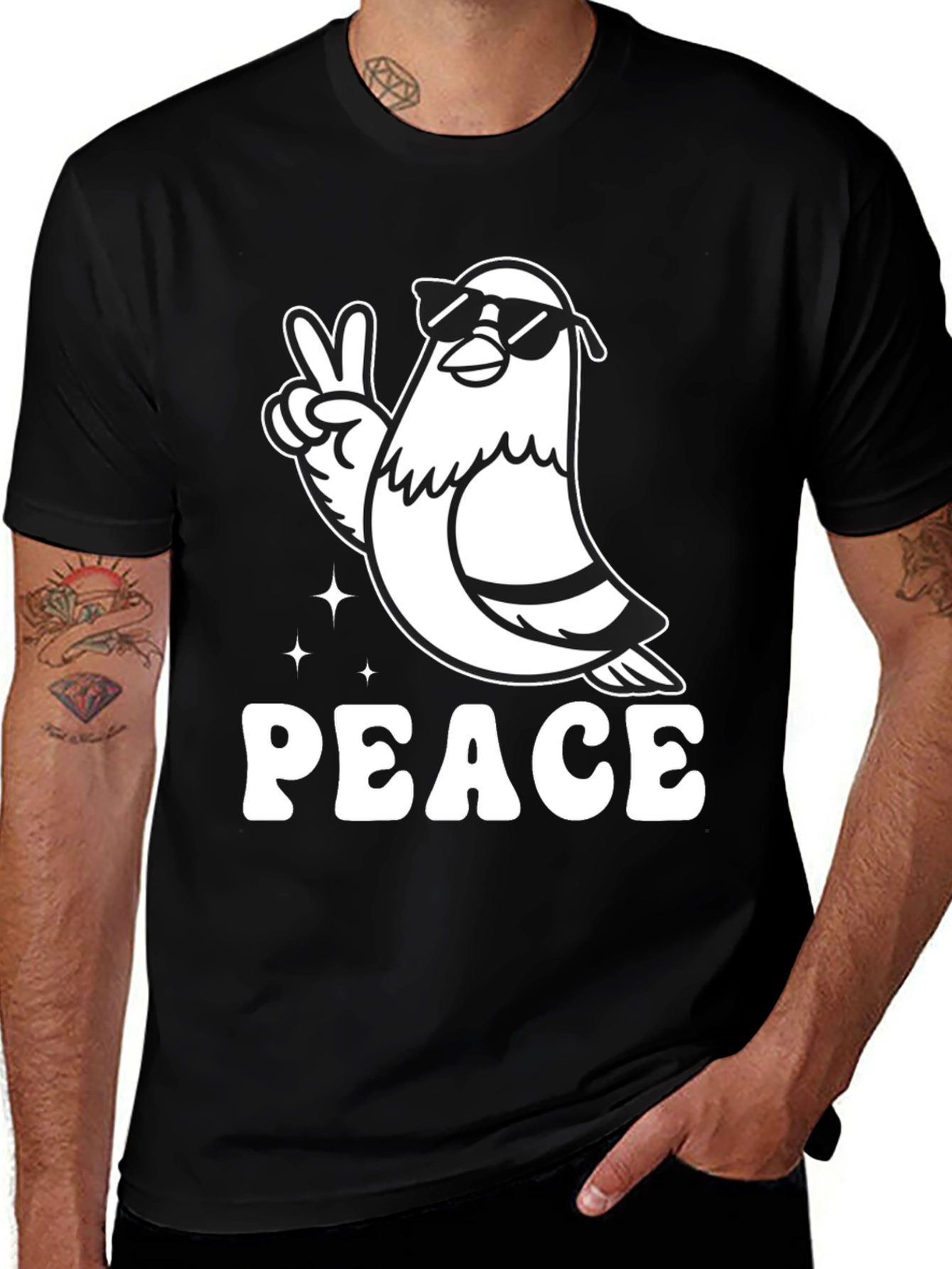 Variant 13 of Peace Pigeon T-Shirt - Funny Bird Graphic Tee