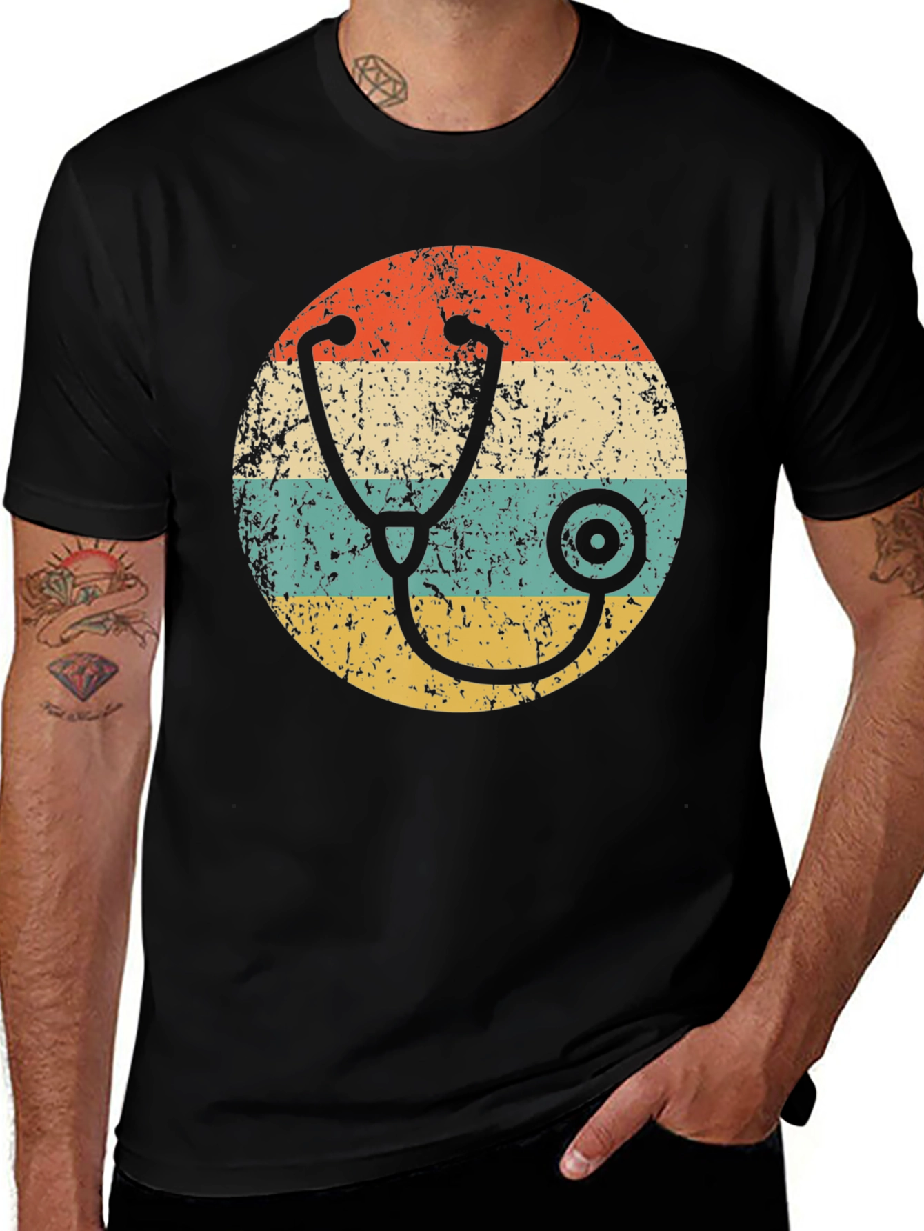 Variant 21 of Vintage Stethoscope Graphic Tee - Retro Doctor Shirt