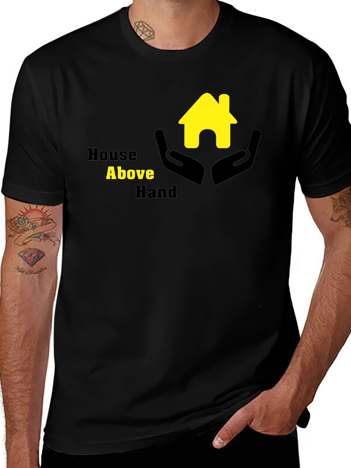 Variant 11 of House Above Hand Graphic Tee - Soft Black T-Shirt