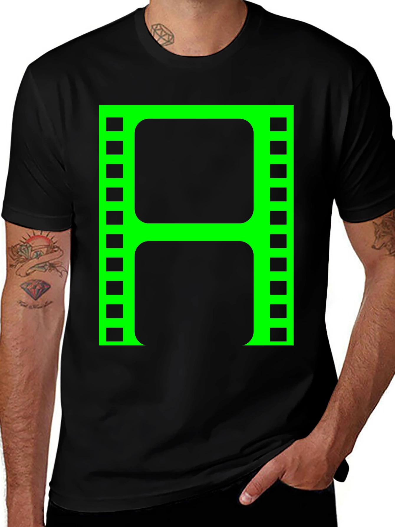 Retro Film Reel T-Shirt - Black Movie Buff Tee