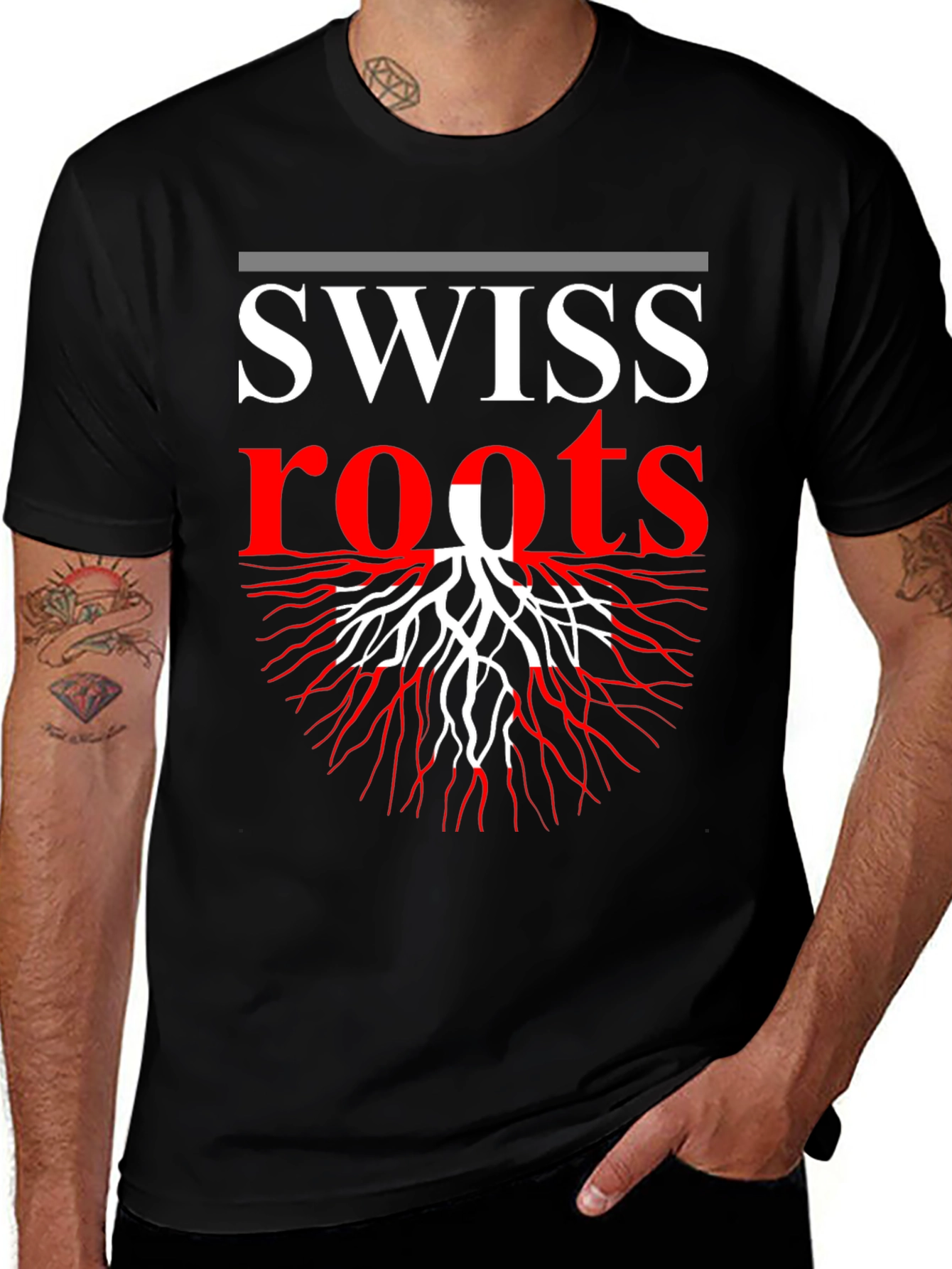 Swiss Roots Graphic Tee - Black