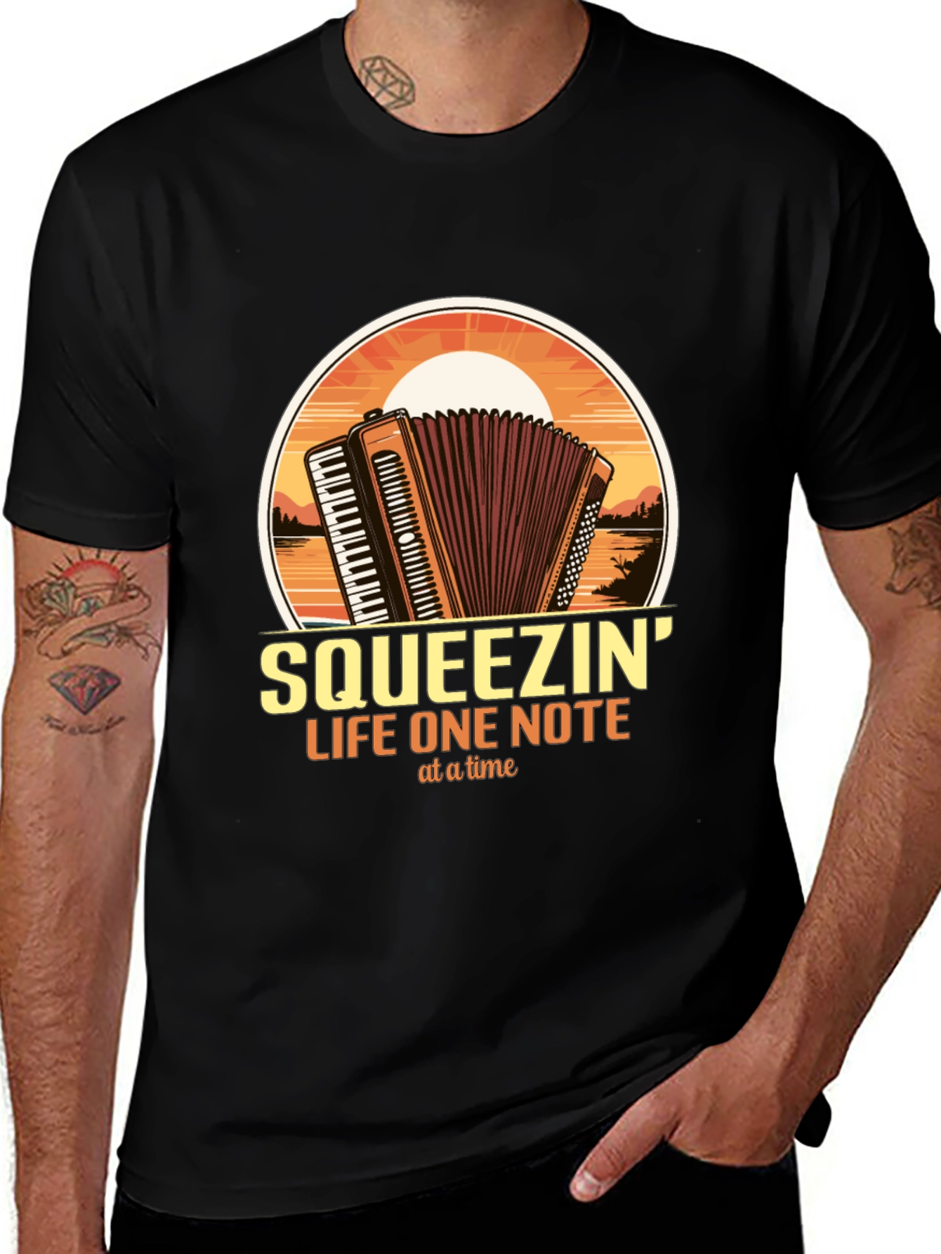 Variant 6 of Squeezin' Life One Note at a Time Black Graphic T-Shirt