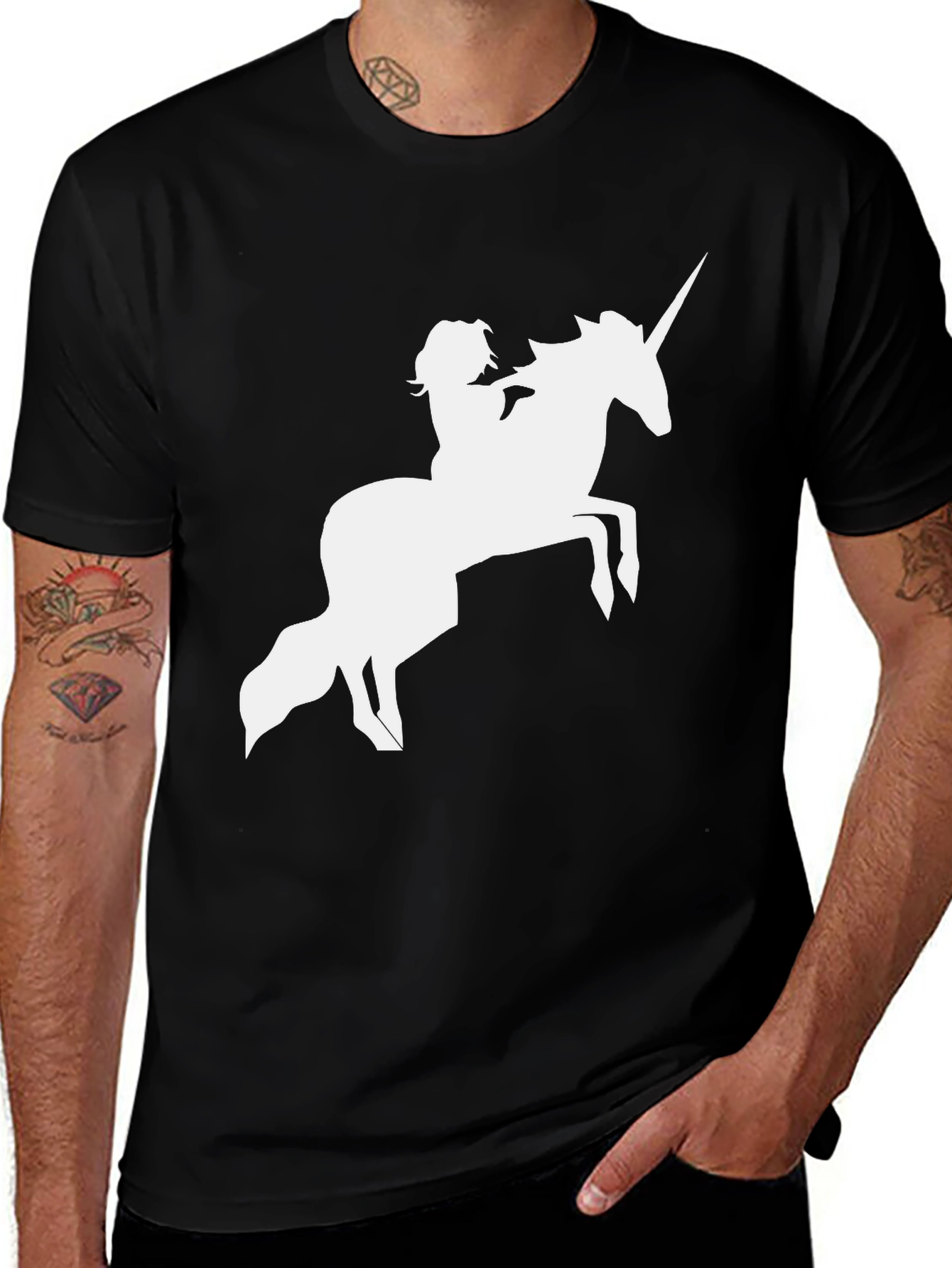 Variant 3 of Unicorn Rider Graphic Tee - Black Cotton T-Shirt