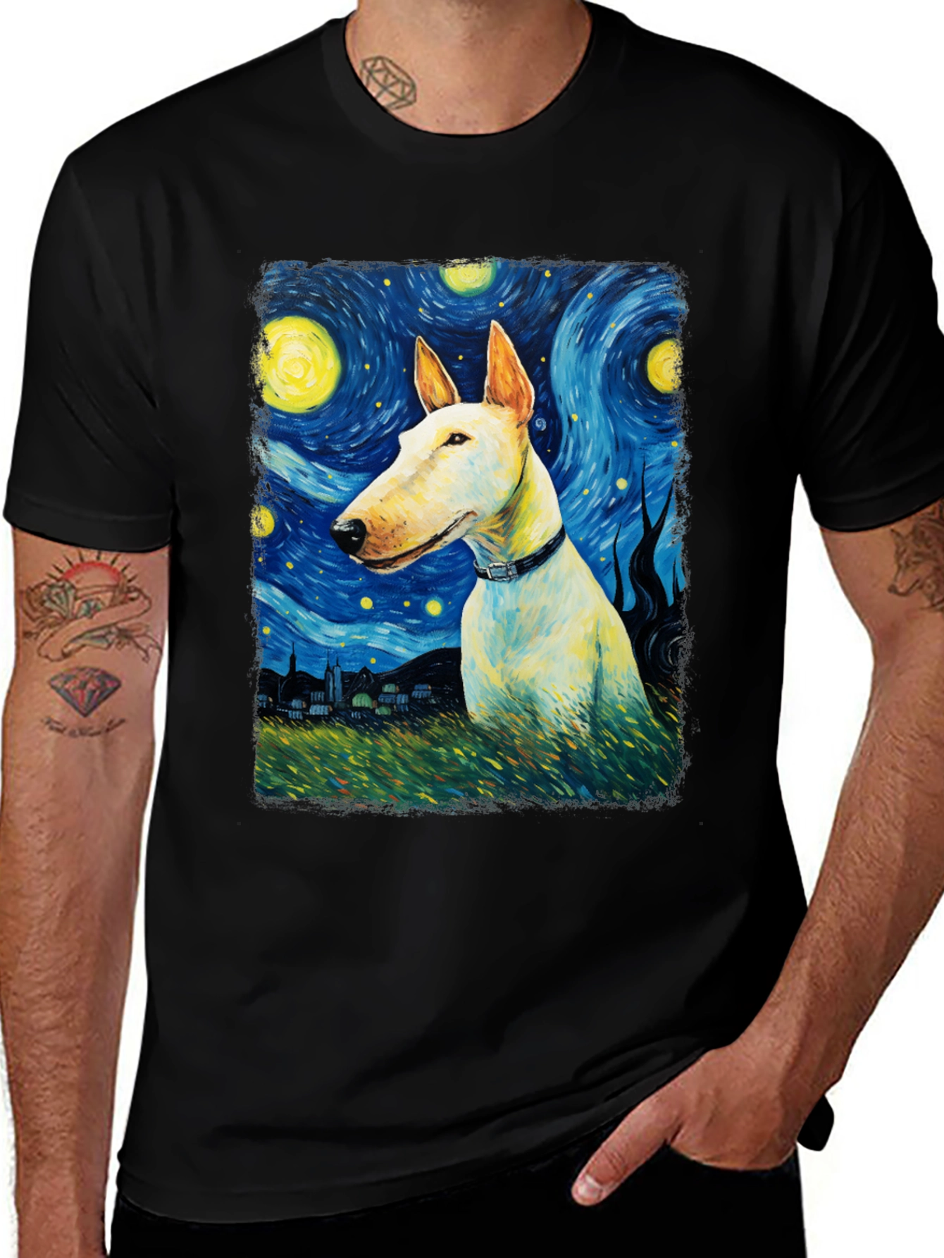 Variant 7 of Starry Night Bull Terrier T-Shirt