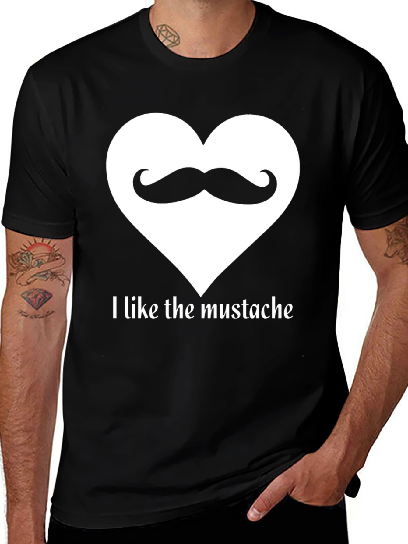Variant 6 of I Love Mustaches Men's Black T-Shirt
