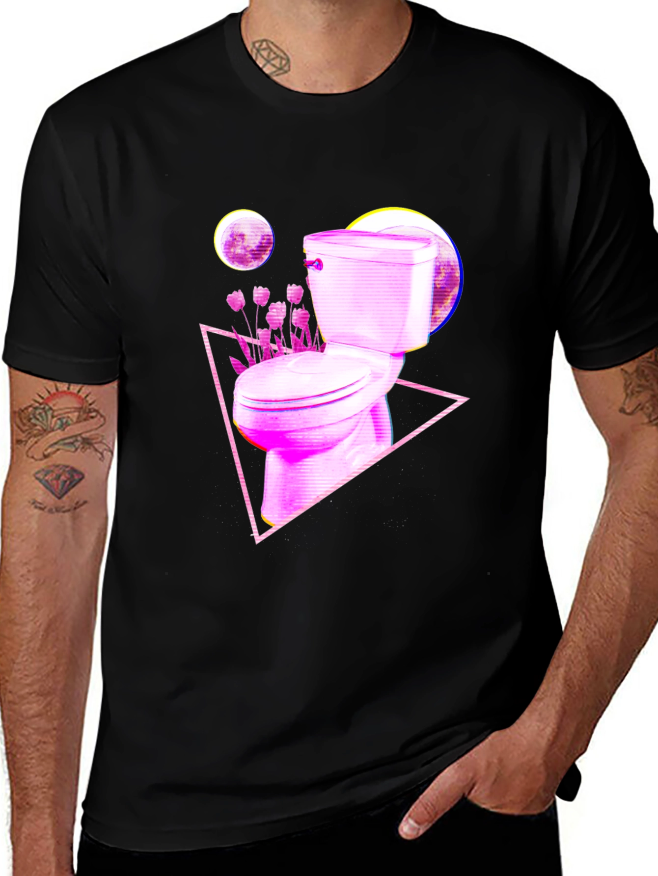 Variant 8 of Retro Toilet Graphic Tee - Black
