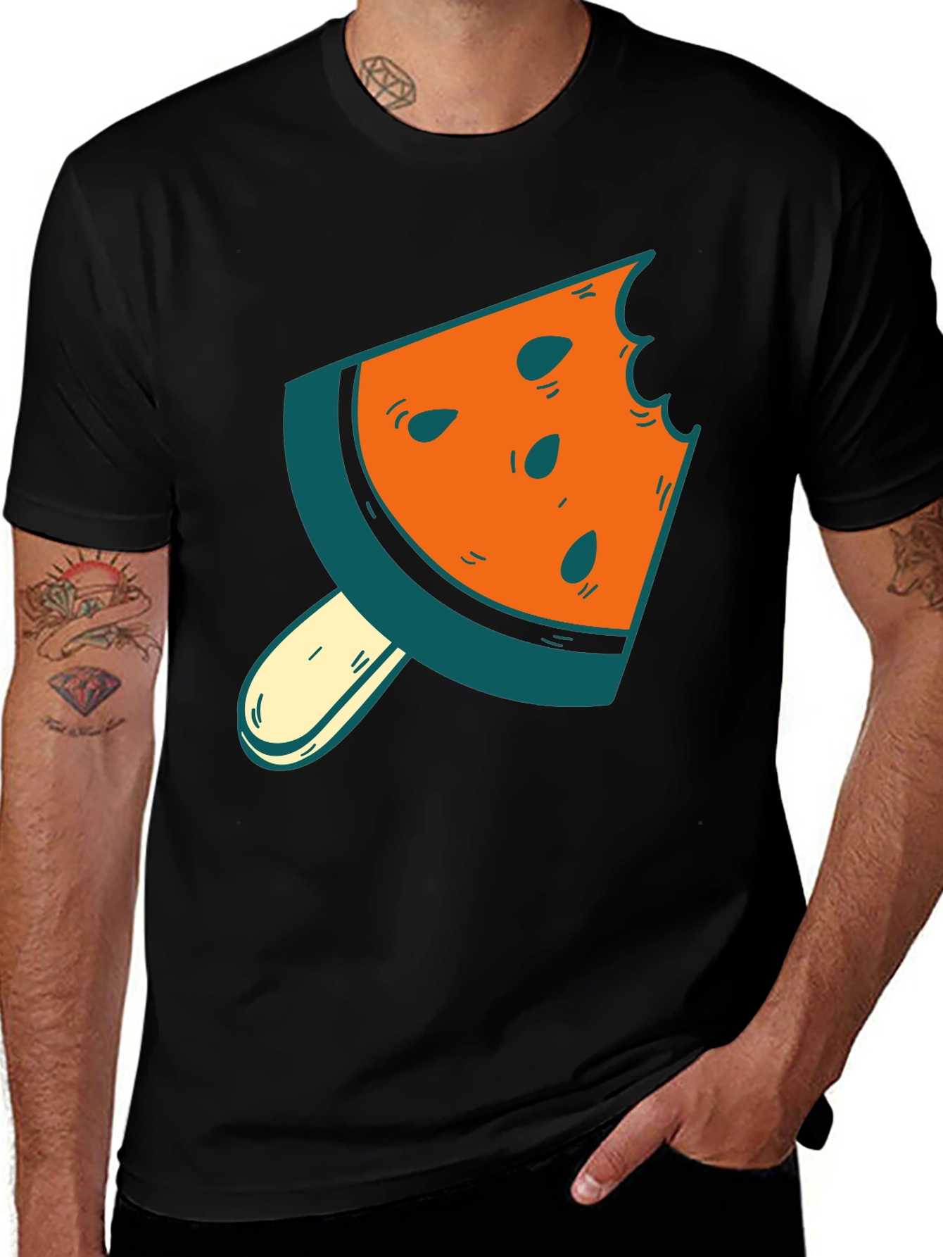 Variant 26 of Watermelon Slice Popsicle Graphic Tee - Summer Style