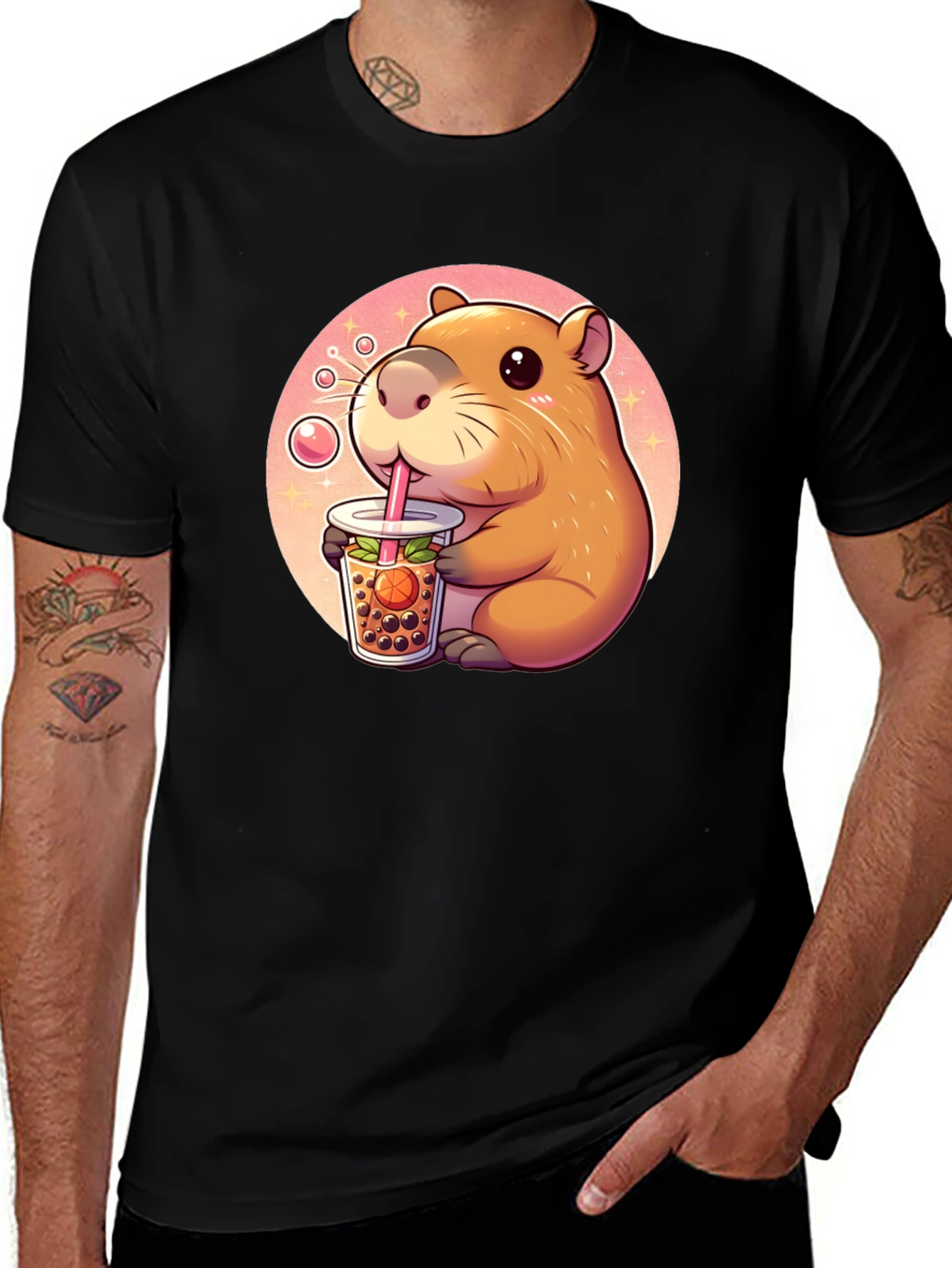Variant 28 of Capybara Boba Tea Graphic Tee