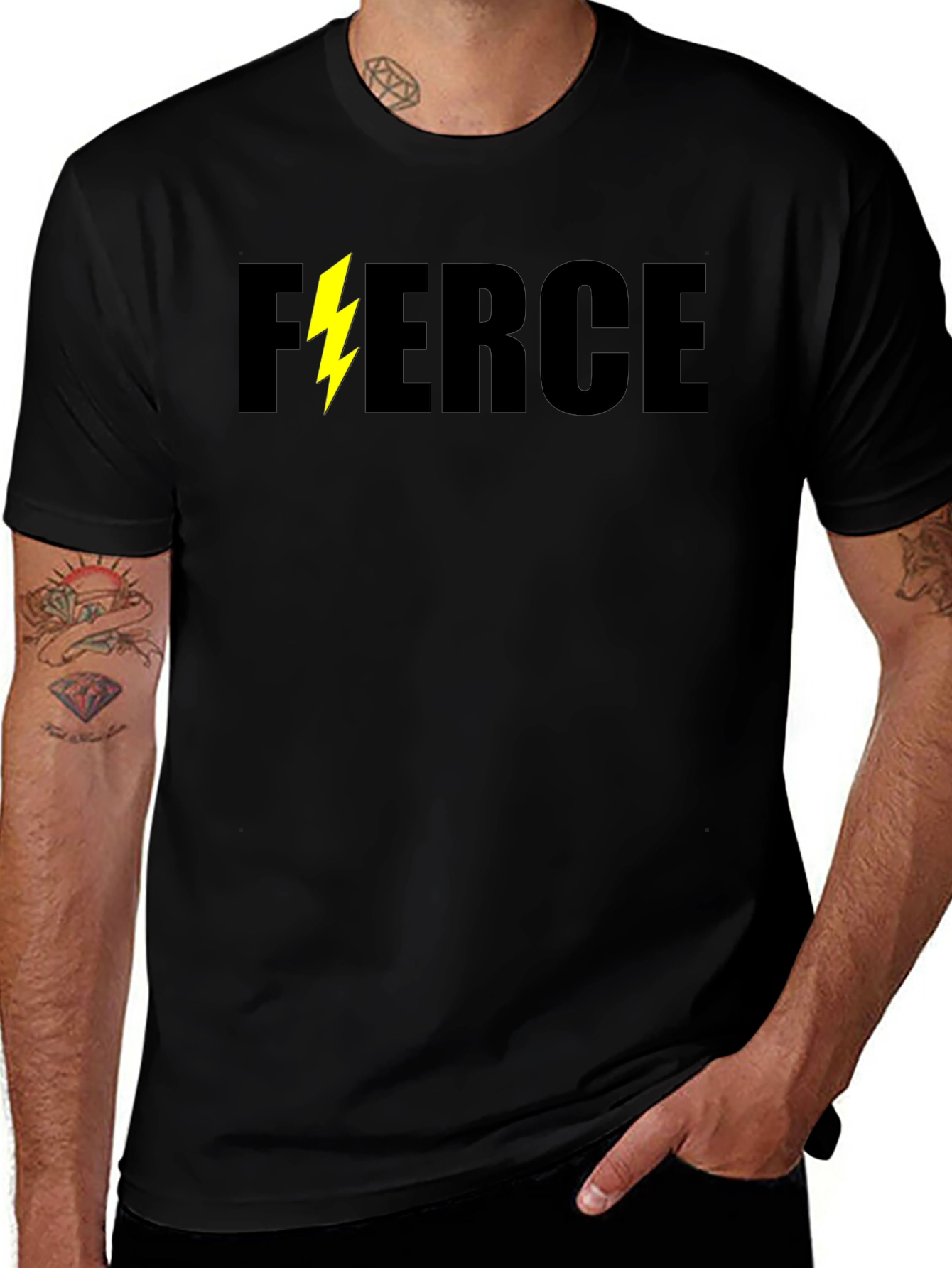 Variant 17 of Fierce Lightning Bolt Black Graphic Tee