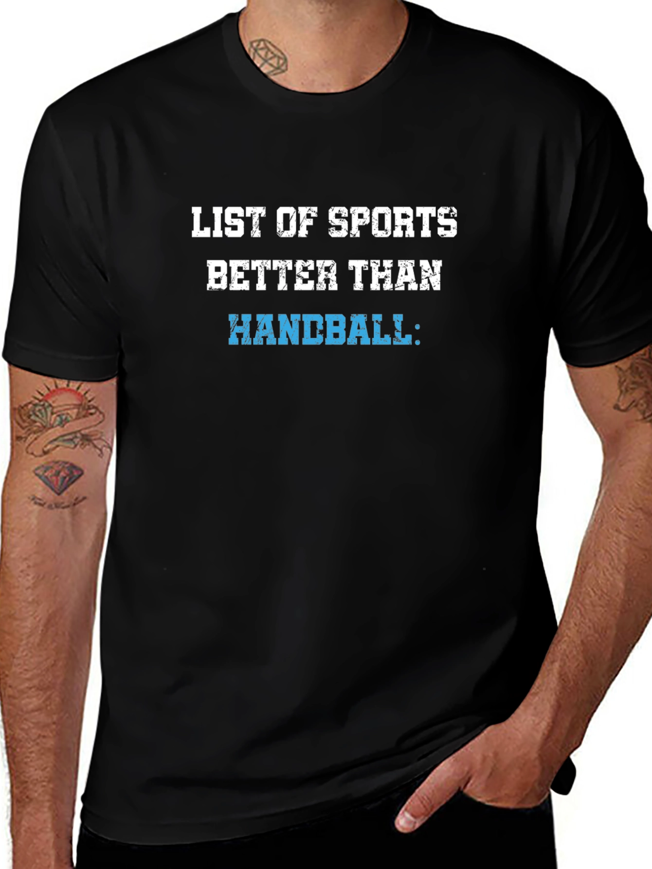 Variant 21 of Funny Handball T-Shirt: List of Sports Better Than...