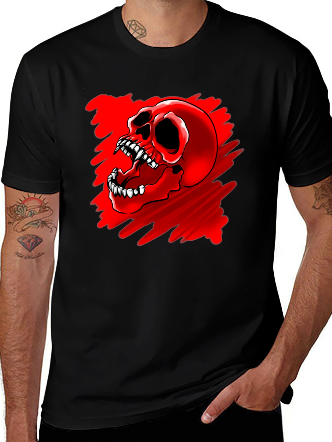 Variant 11 of Skull Graphic Tee - Edgy Black T-Shirt