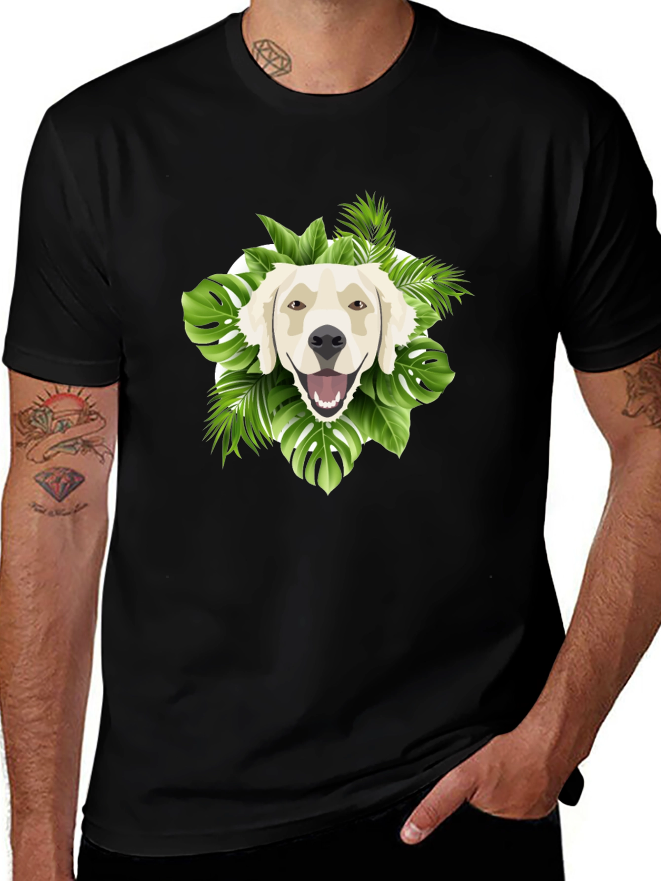 Variant 19 of Tropical Golden Retriever Graphic Tee