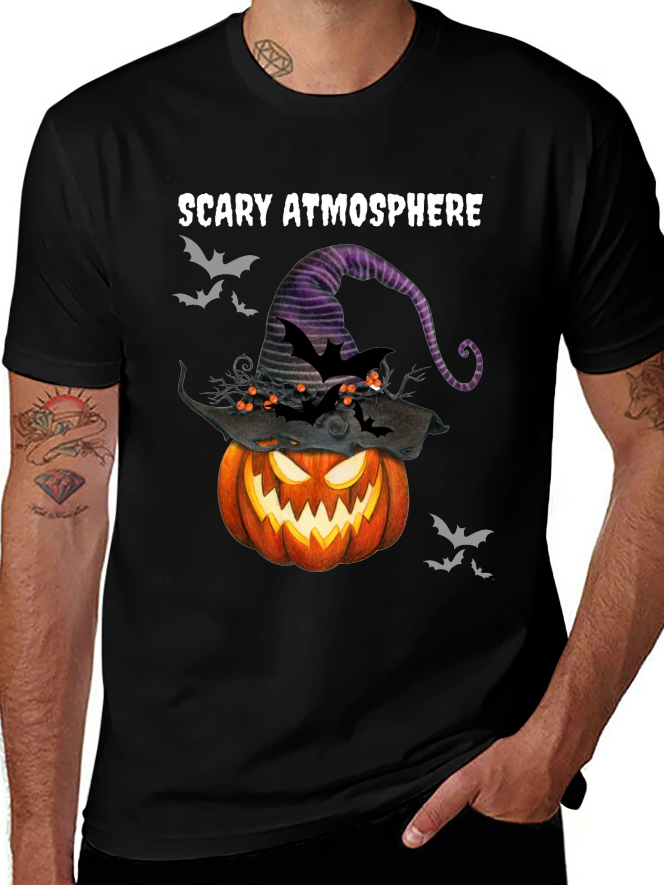 Variant 11 of Scary Atmosphere Halloween Pumpkin T-Shirt