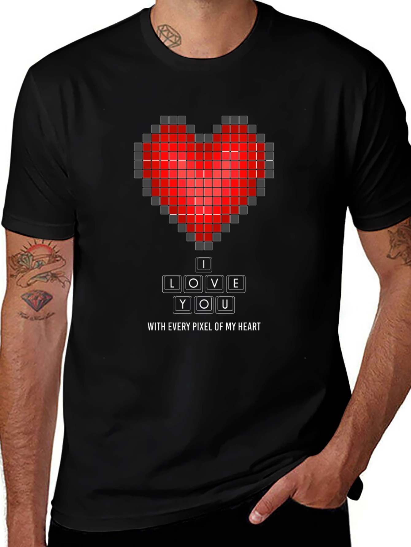 Variant 16 of Pixel Heart Graphic Tee - I Love You Shirt