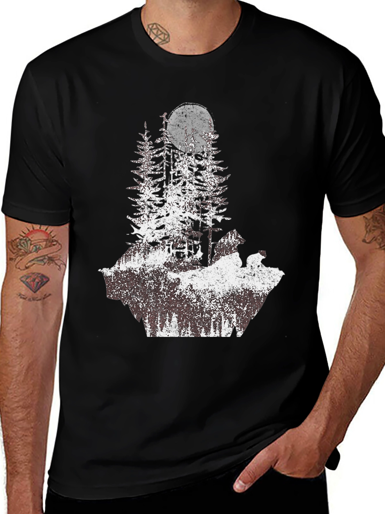 Variant 24 of Nature Scene Graphic Tee - Moon & Trees
