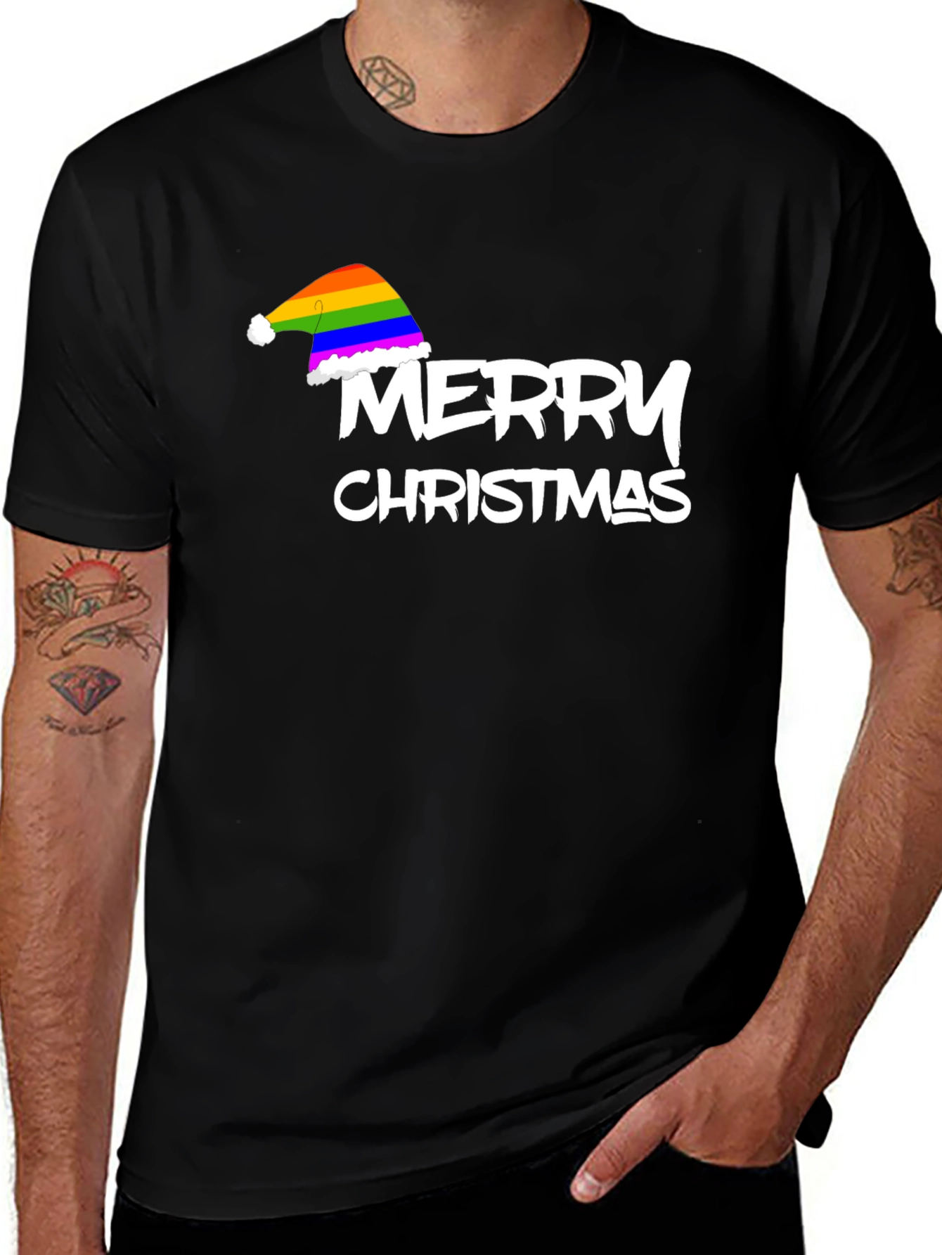 Variant 29 of Rainbow Santa Hat Merry Christmas T-Shirt