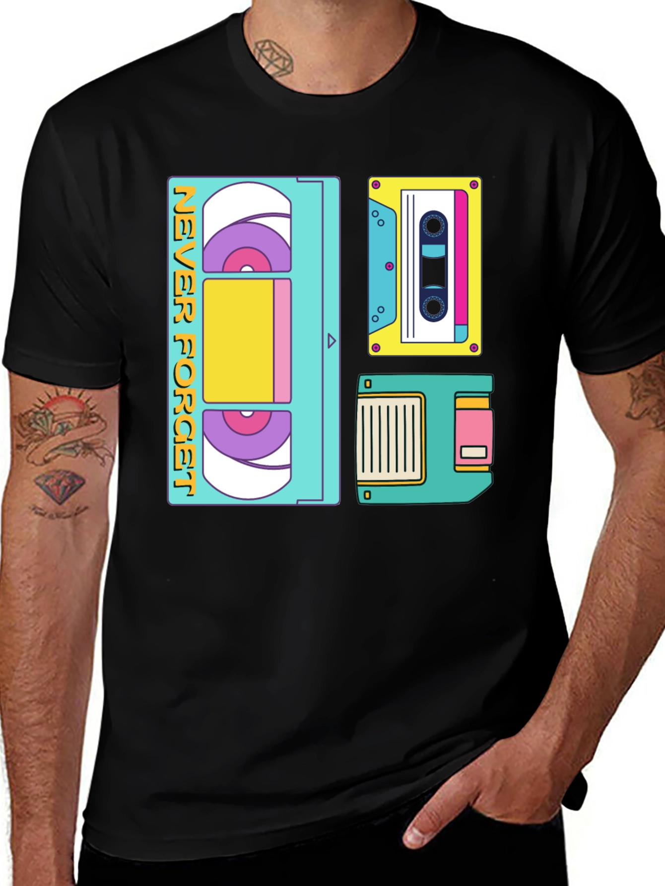 Variant 2 of Retro Tech T-Shirt - 'Never Forget' Design