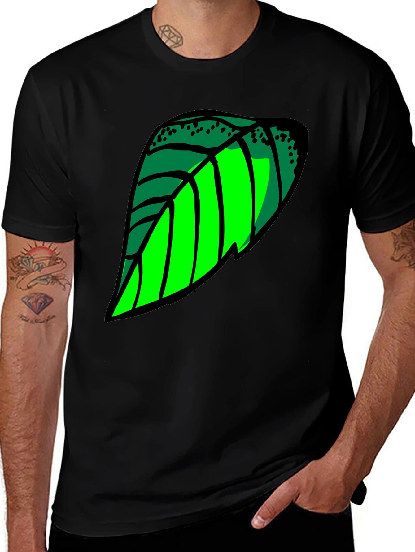 Variant 2 of Leaf Graphic T-Shirt - Cool Green Design