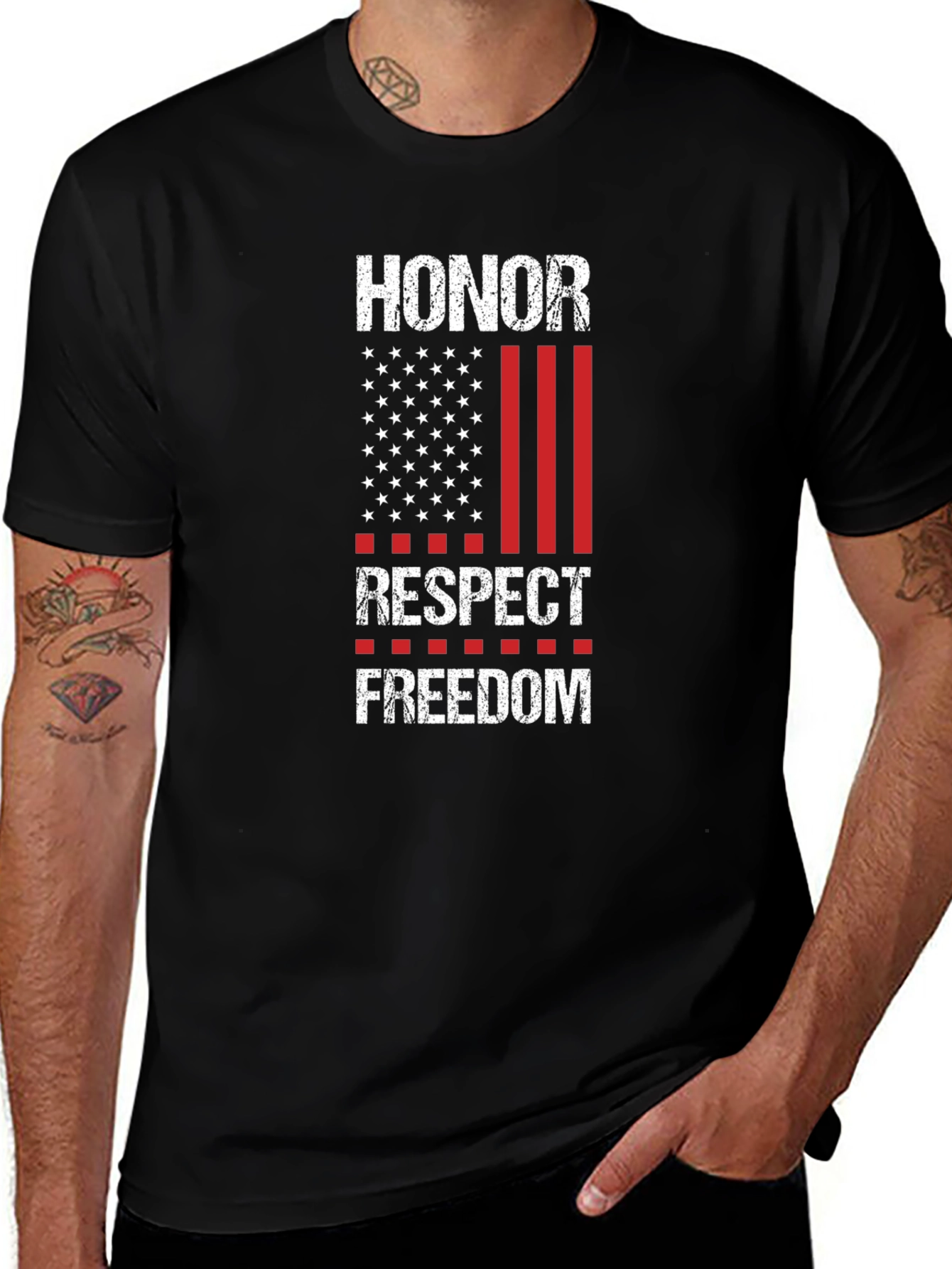 Variant 5 of Honor Respect Freedom Patriotic Graphic T-Shirt