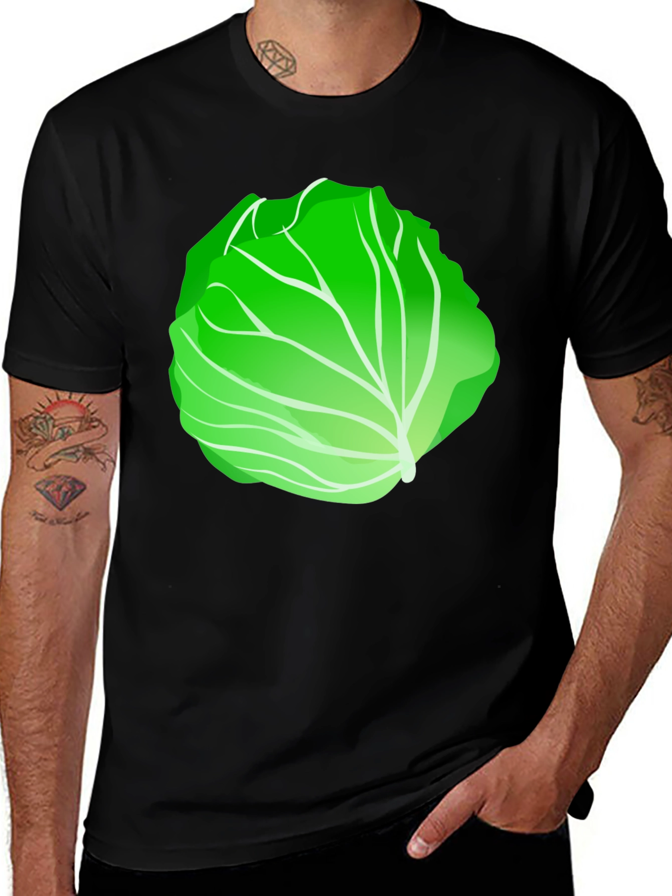 Variant 17 of Lettuce Graphic T-Shirt - Black Cotton Tee