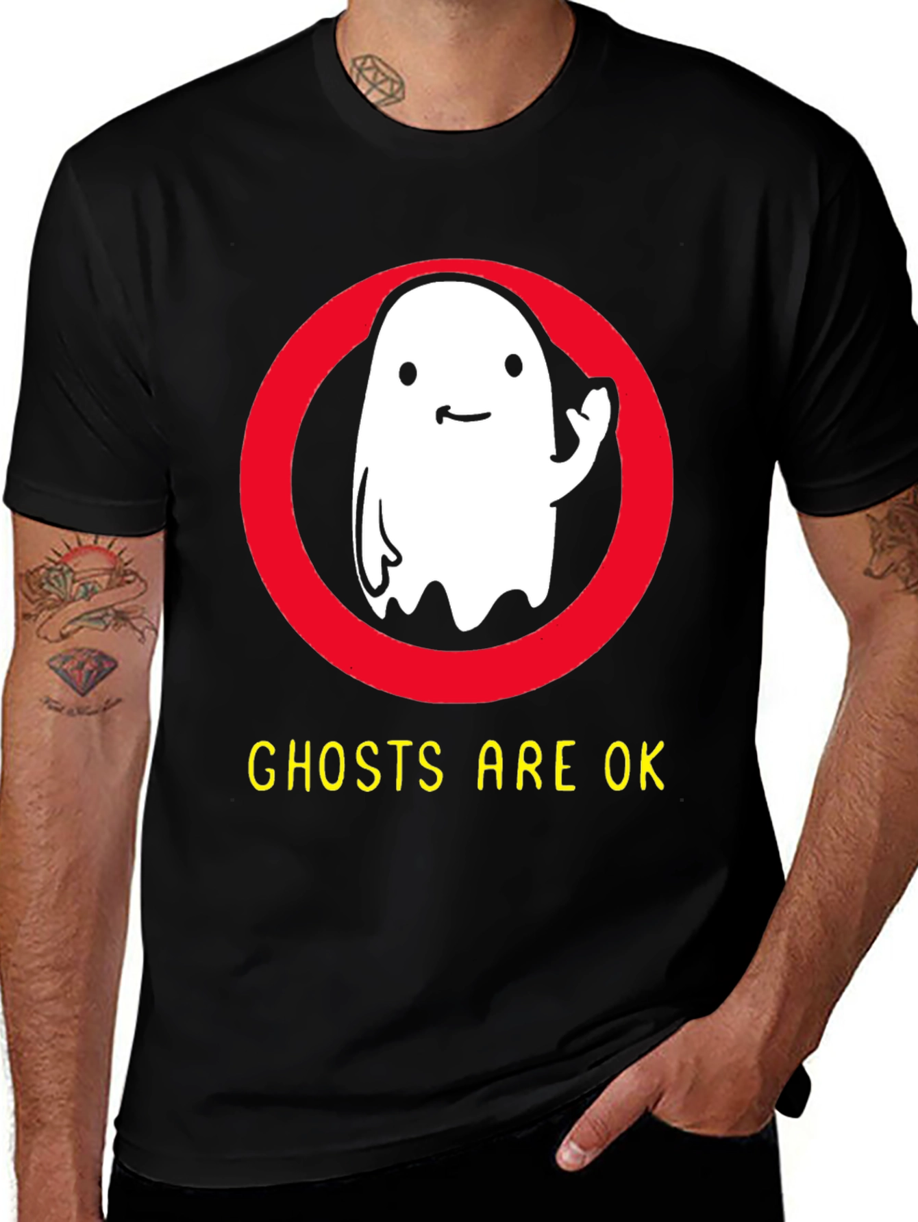 Variant 29 of Ghosts Are OK Black Graphic Tee