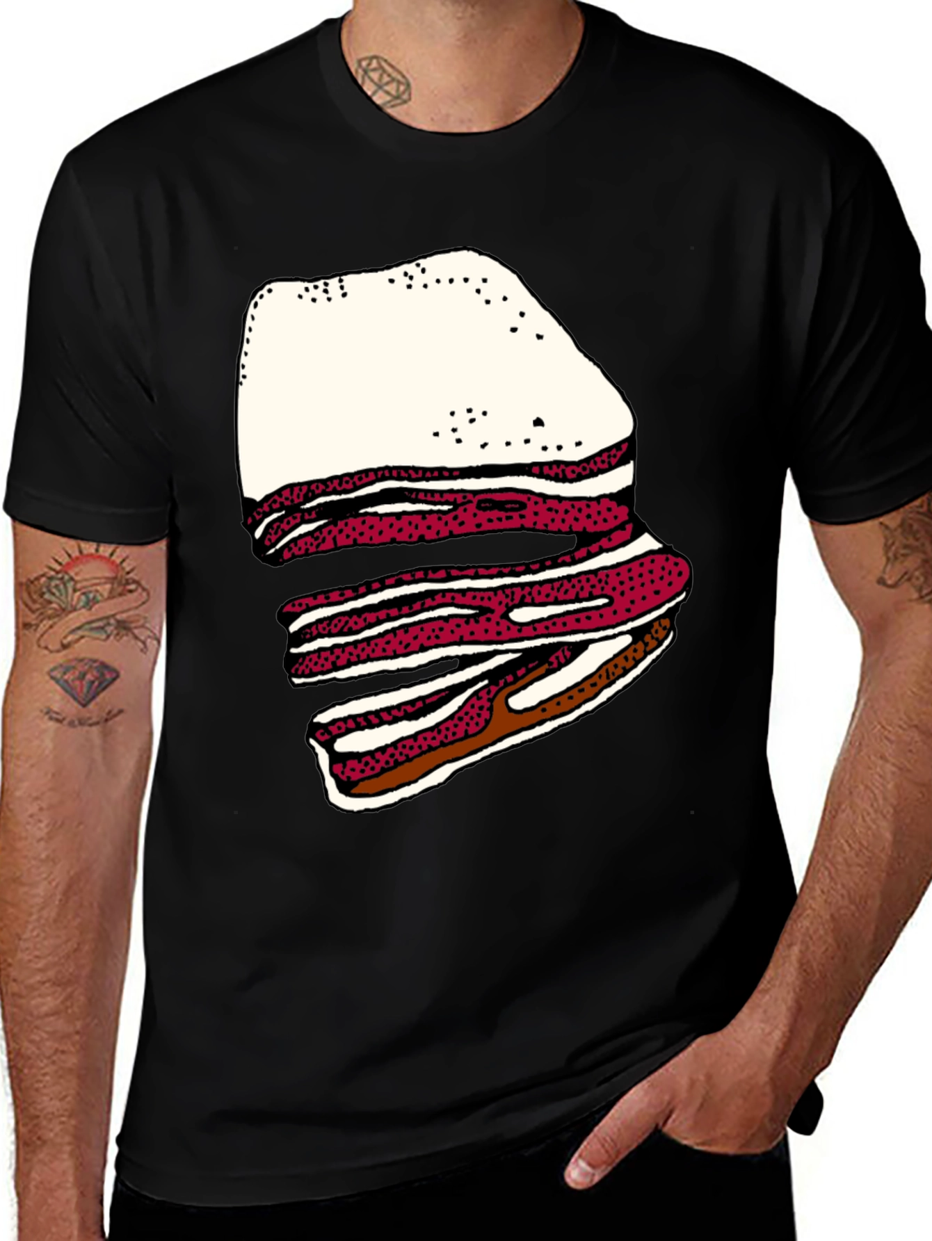 Variant 16 of Bacon Stack Graphic T-Shirt - Casual Tee